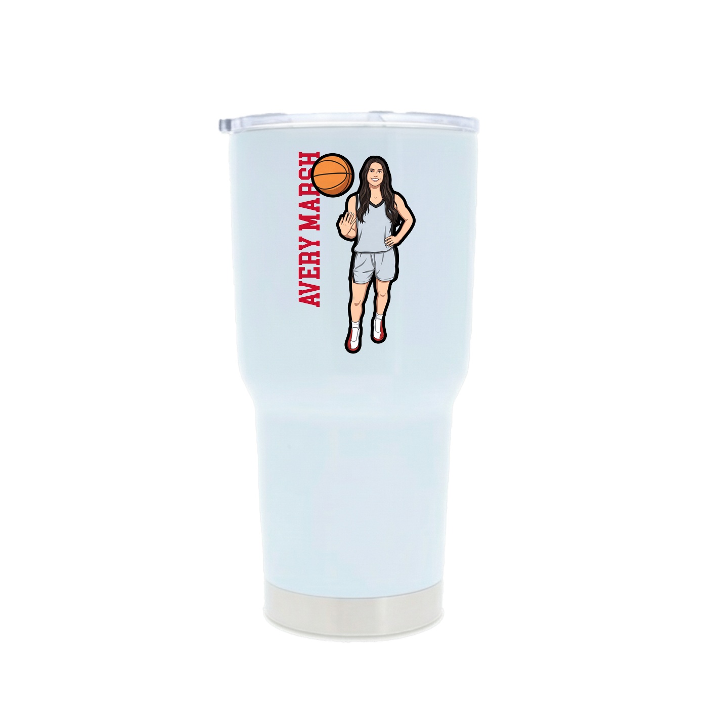 30oz Stainless Steel Tumbler — Name Vertical in White
