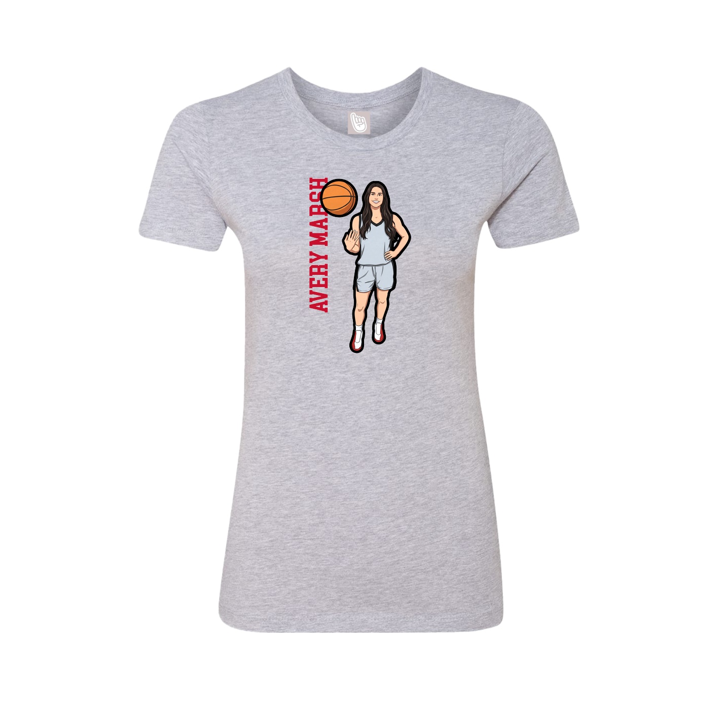 Fitted Women's Tee — Name Vertical in Grey