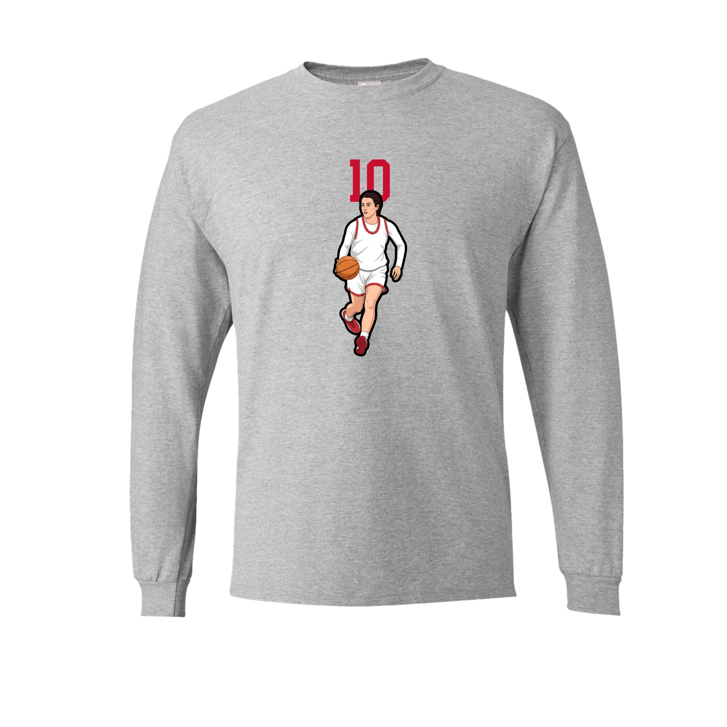 Long Sleeve Tee — Number Top in Grey