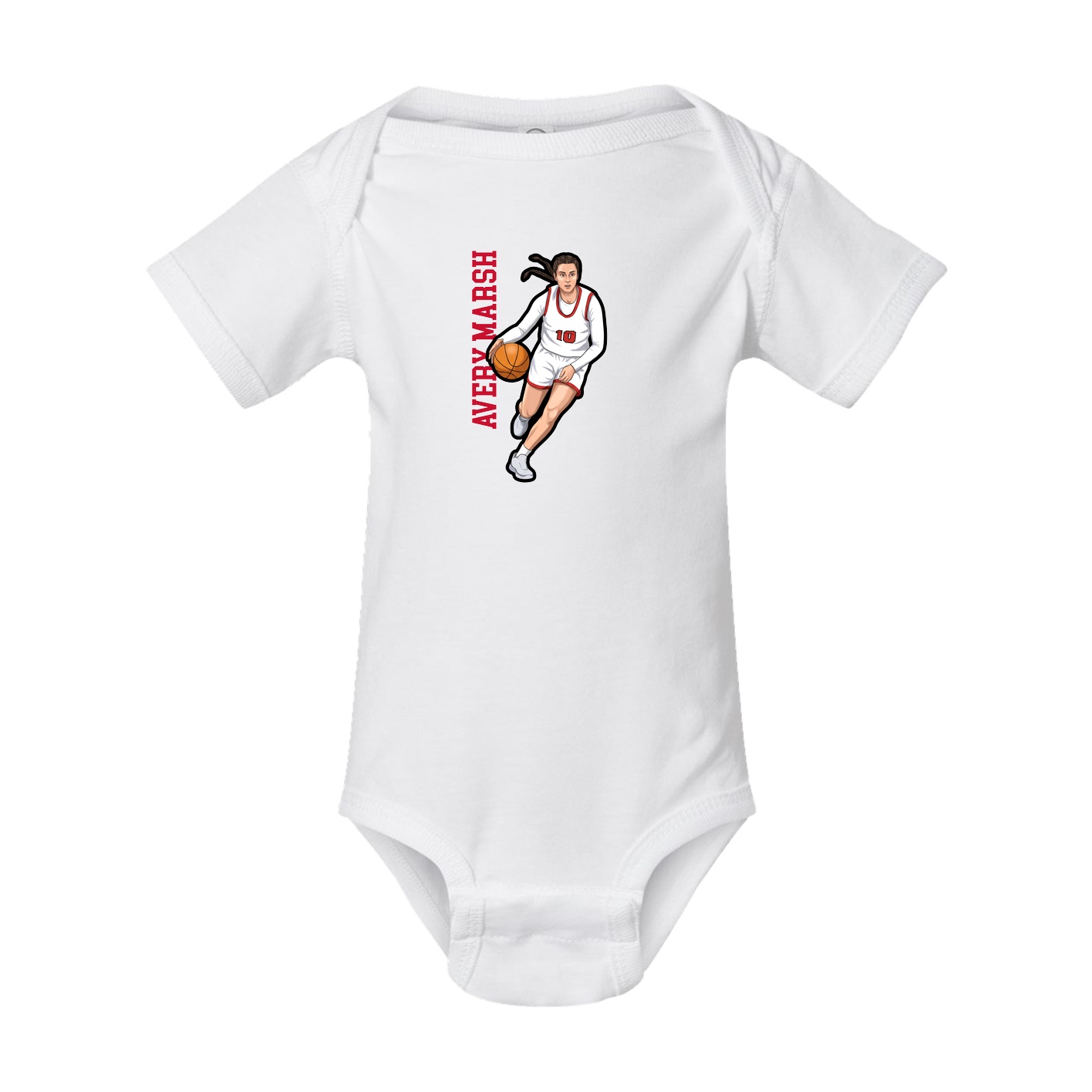 Baby Onesie — Name Vertical in White