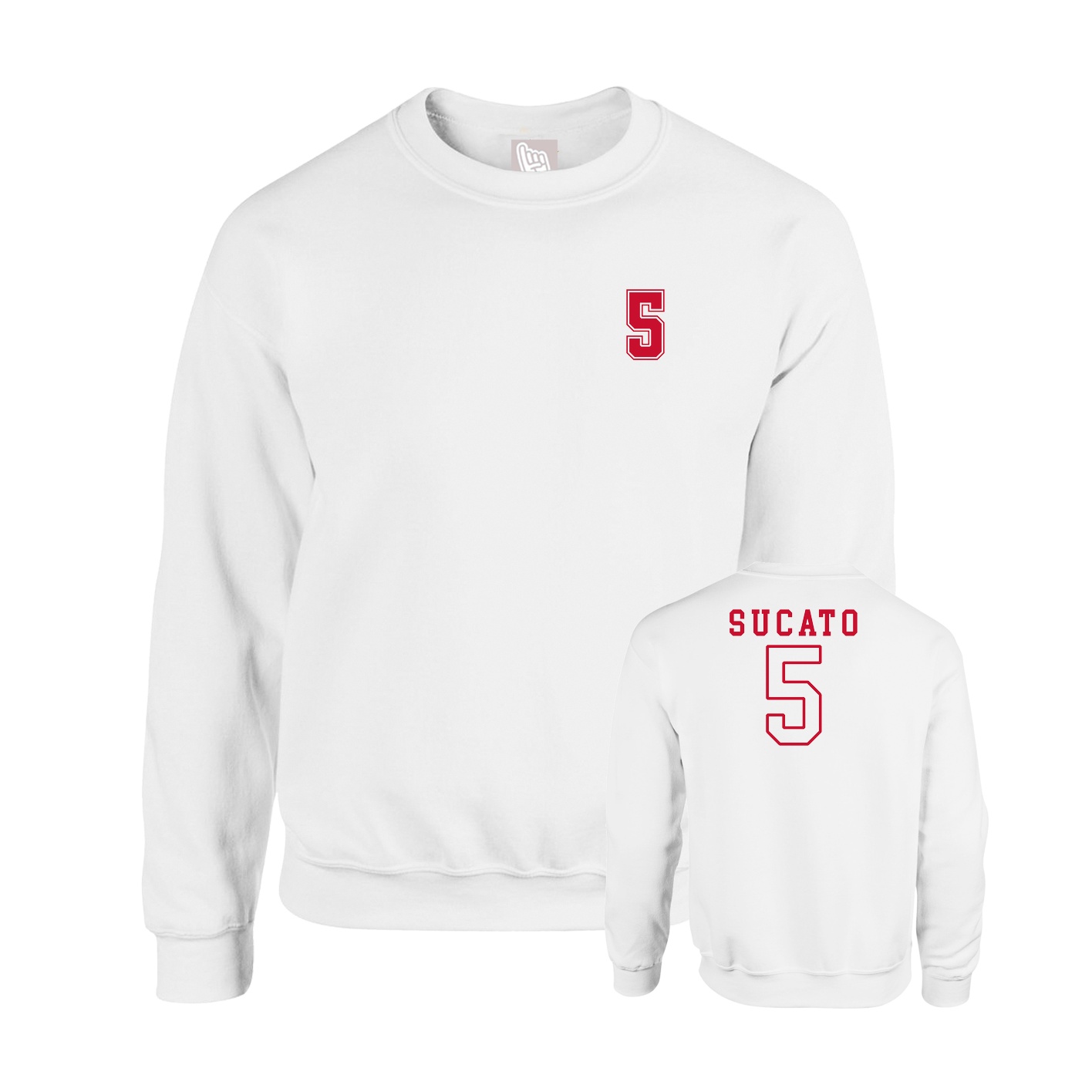 Fleece Crew — Chest Back in White