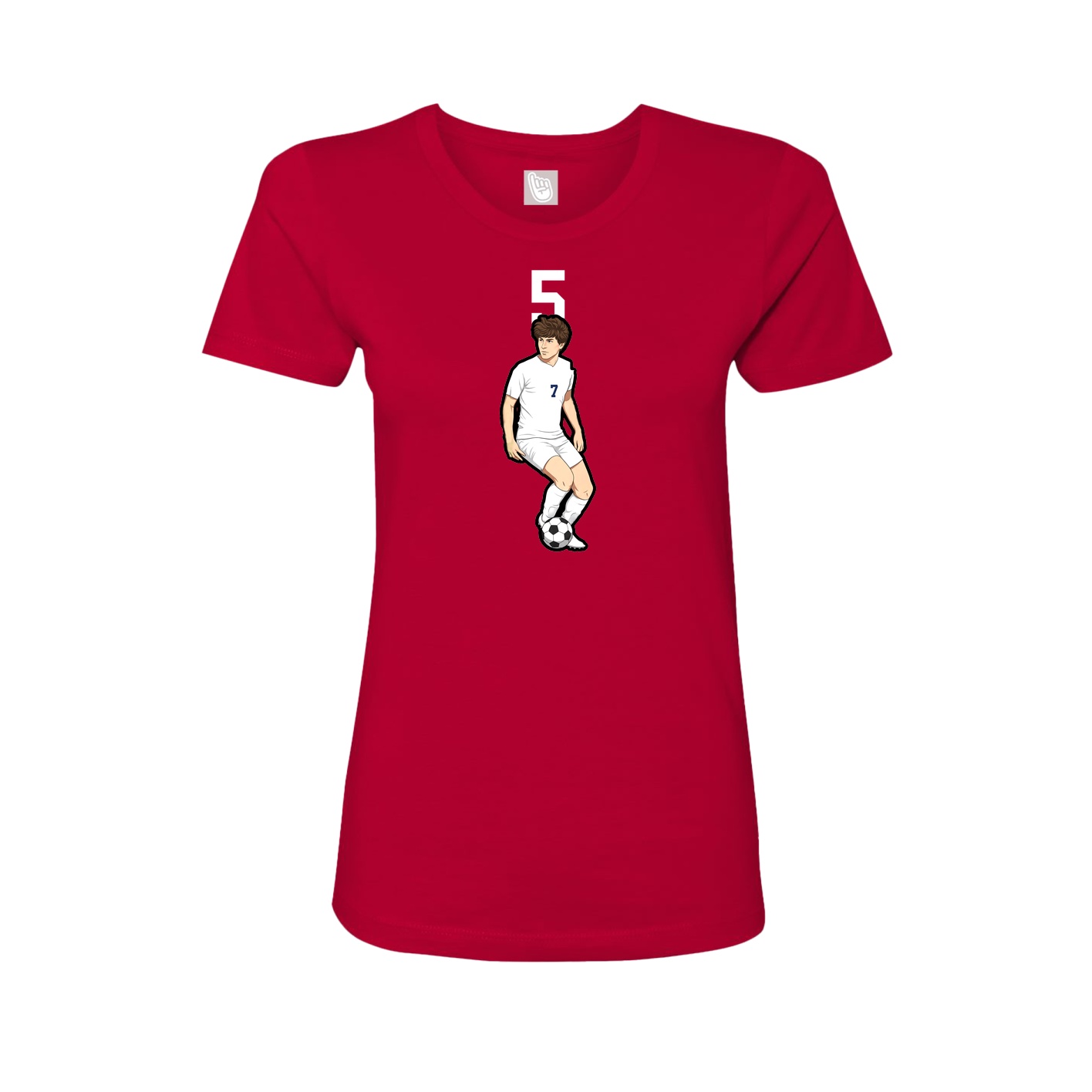 Fitted Women's Tee — Number Top in Red