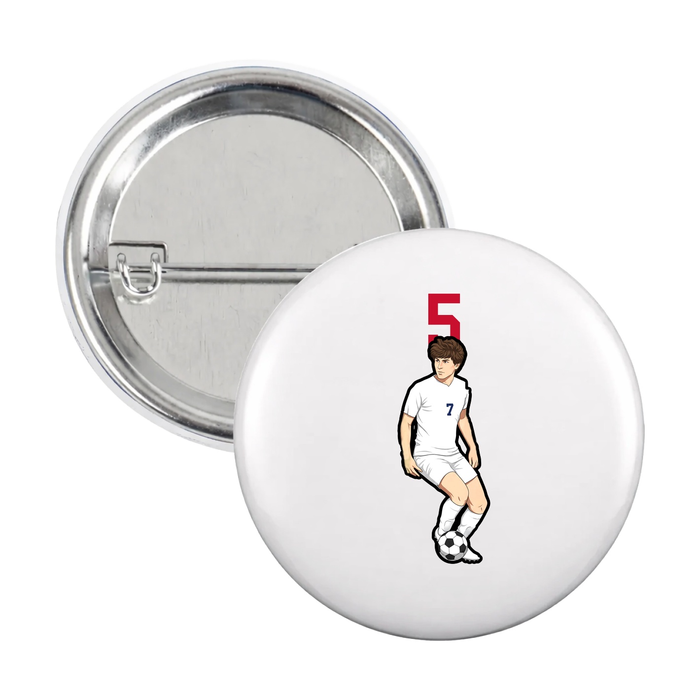 Game Day Button — Number Top in White