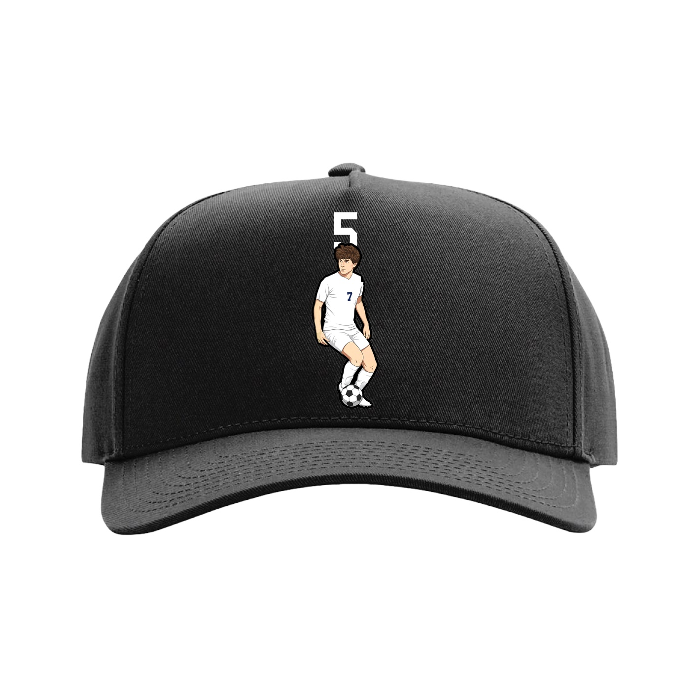 Full Fabric Five-Panel Champ Cap — Number Top in Black