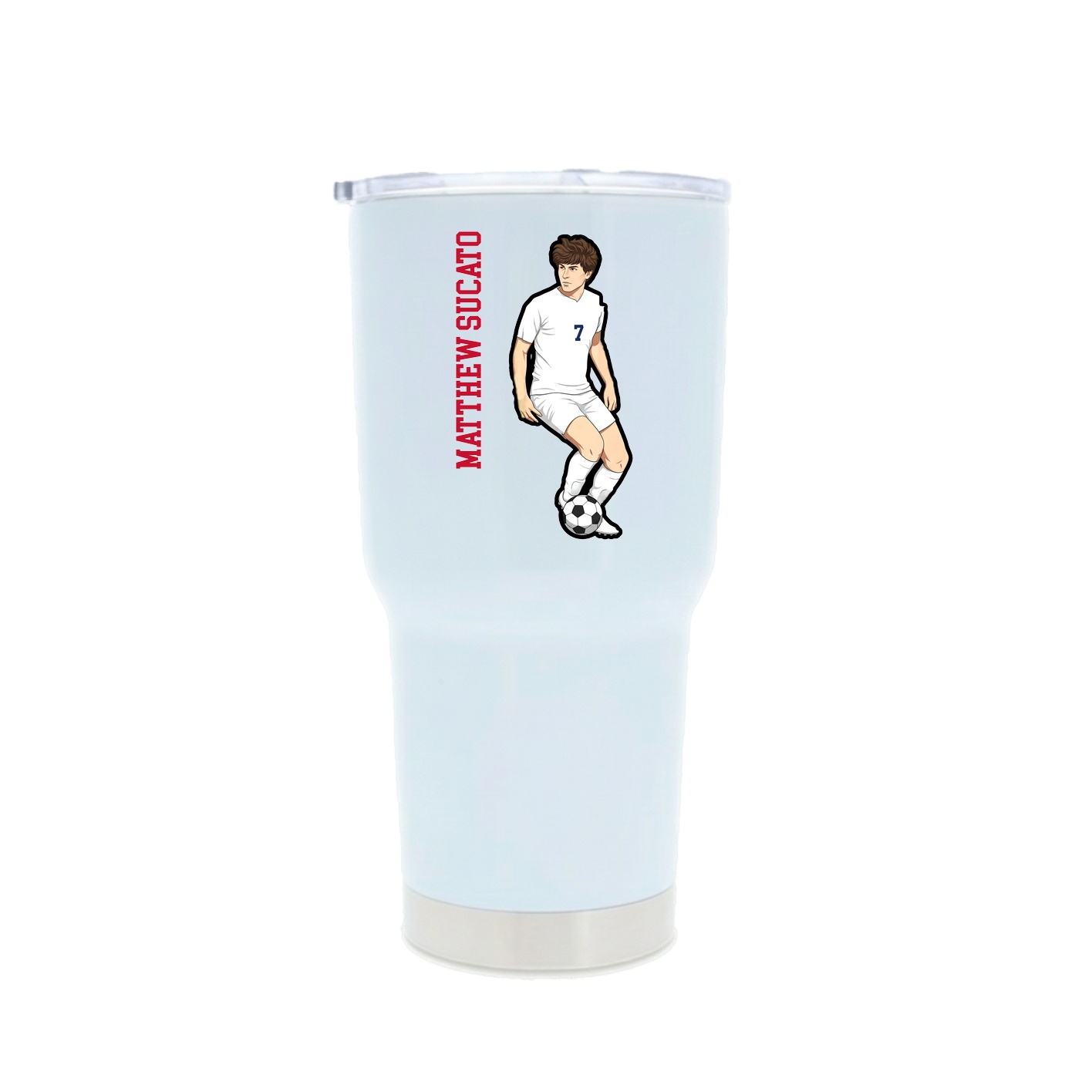 30oz Stainless Steel Tumbler — Name Vertical in White