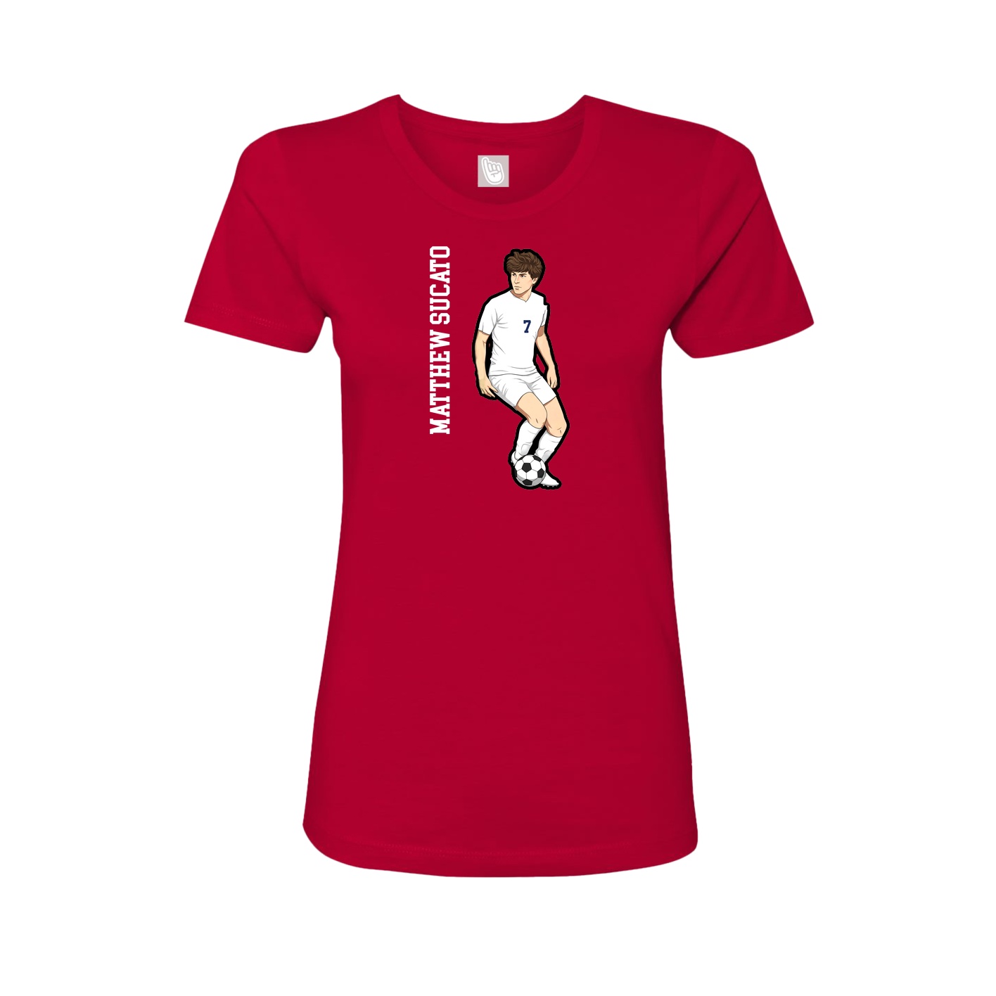 Fitted Women's Tee — Name Vertical in Red
