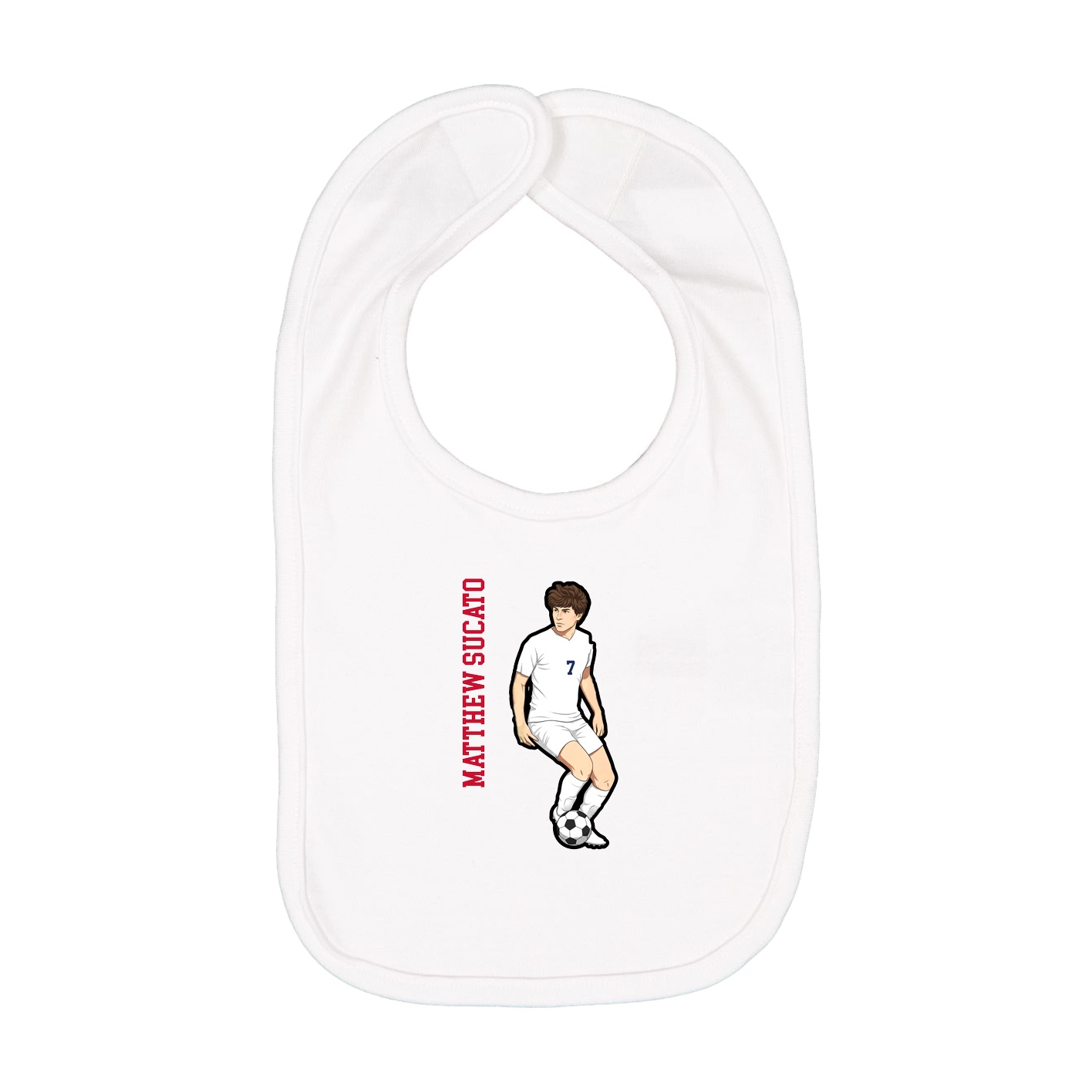 Infant Bib — Name Vertical in White