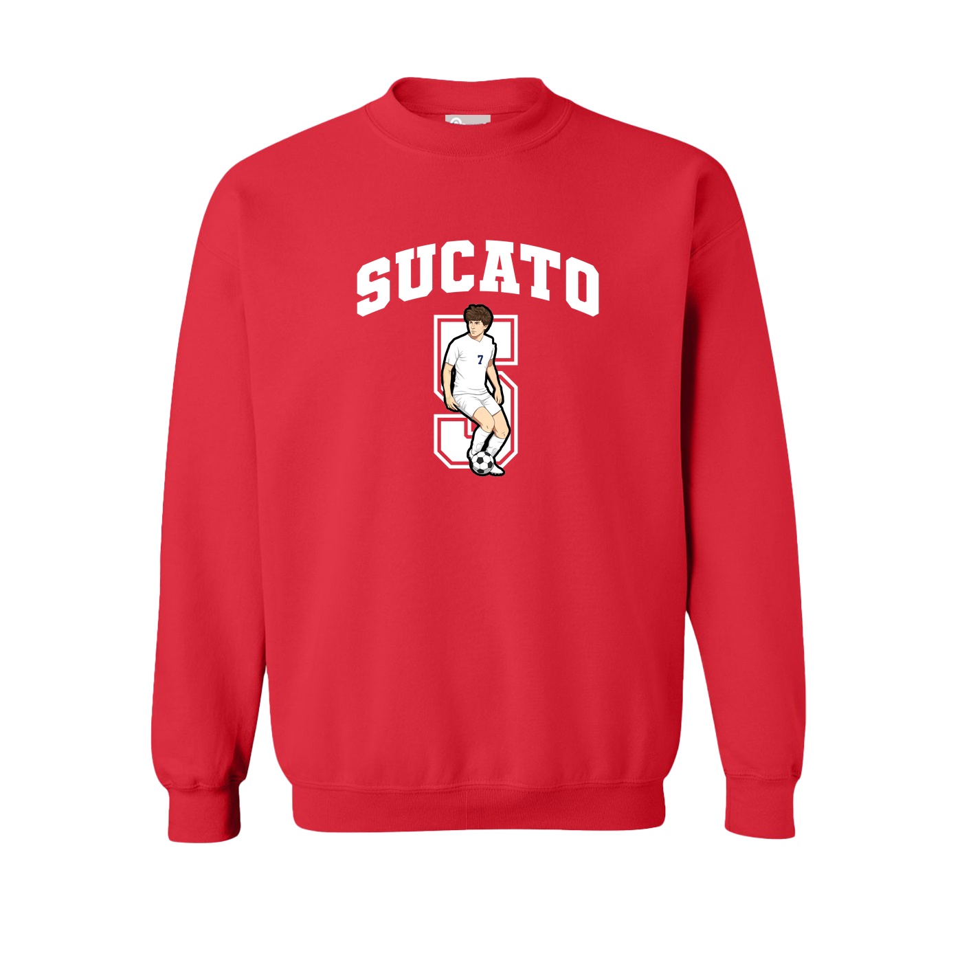Fleece Crew — Number in Red