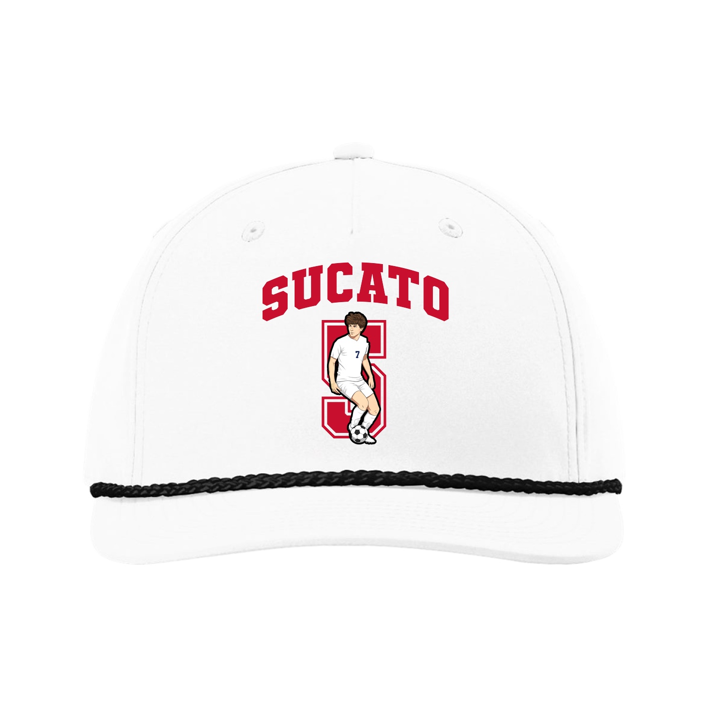 Five-Panel Classic Rope Cap — Number in White