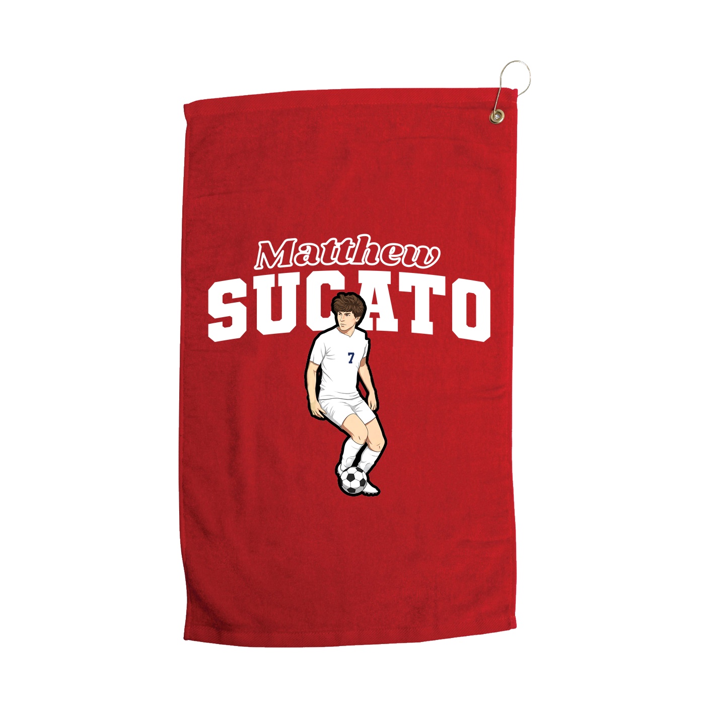 Golf Towel — Name Arch in Red
