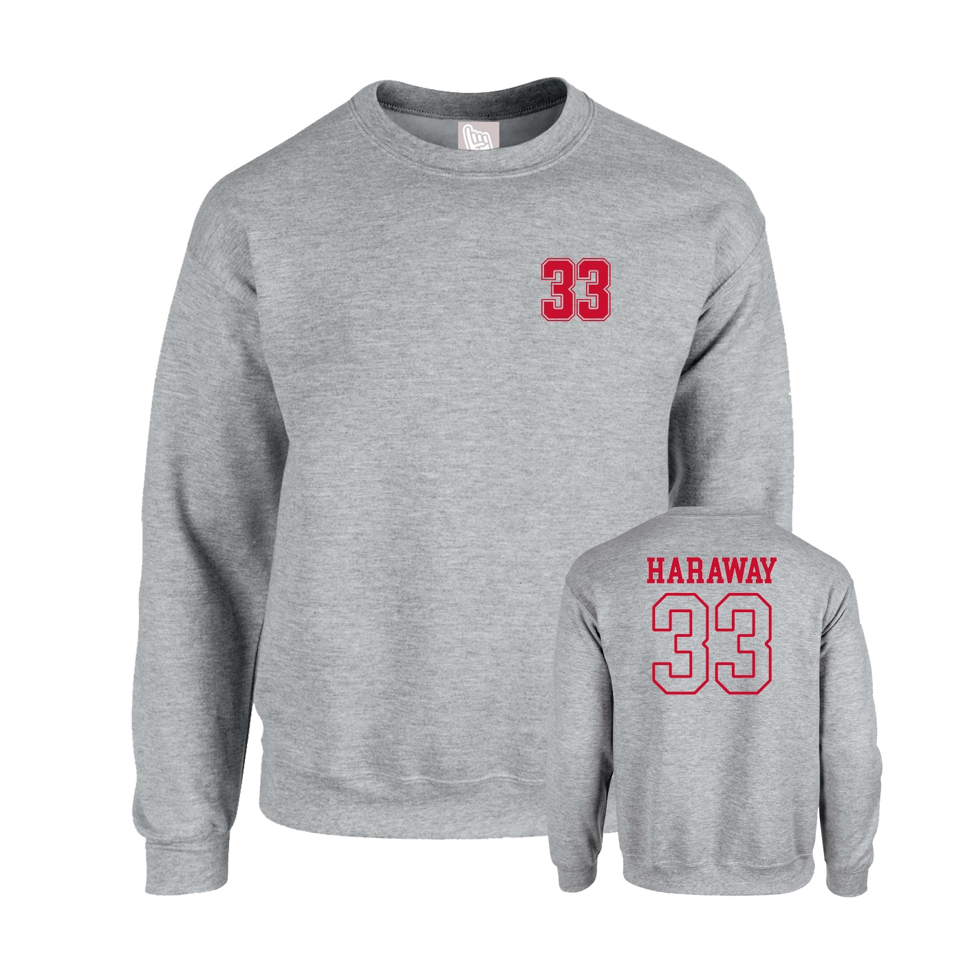 Fleece Crew — Chest Back in Grey