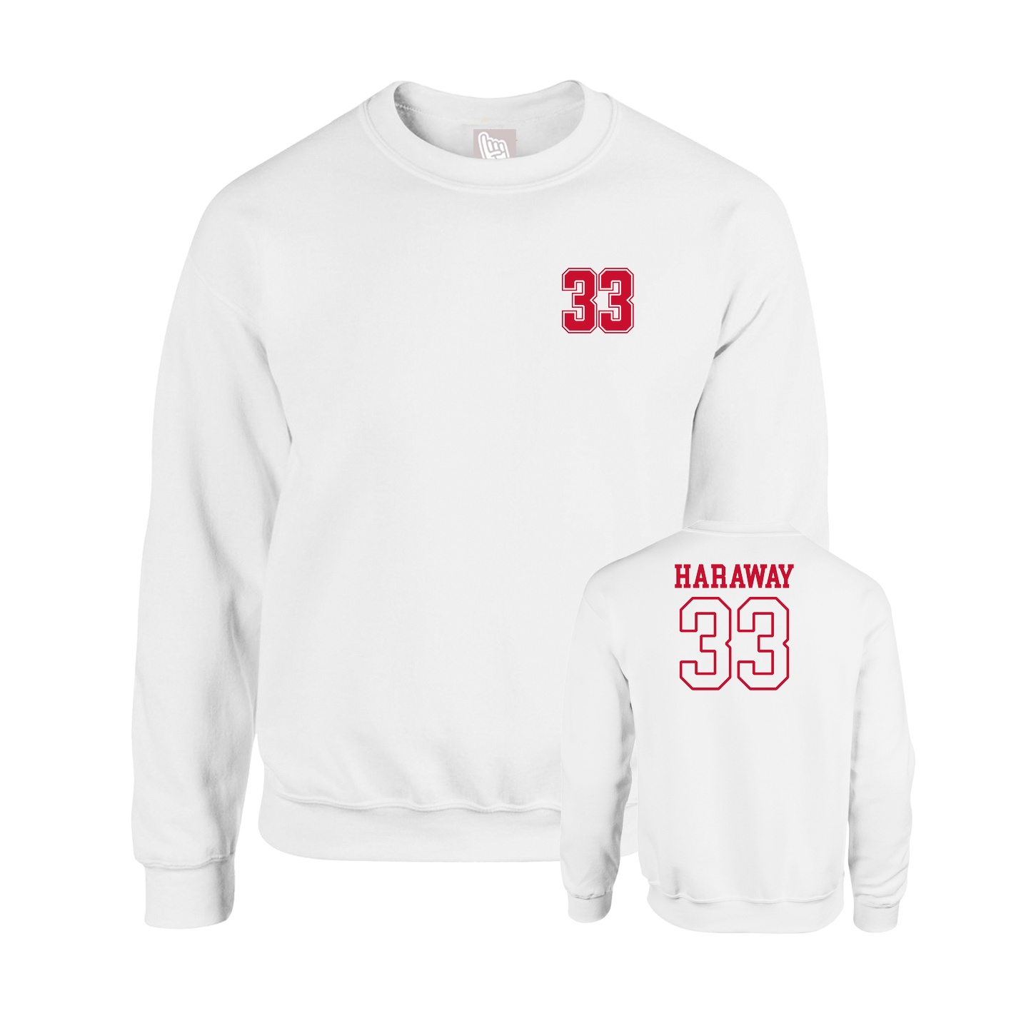 Fleece Crew — Chest Back in White