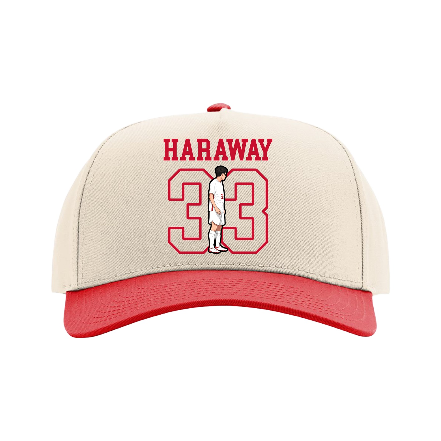 Full Fabric Five-Panel Champ Cap — Shirsey in Cream/Red