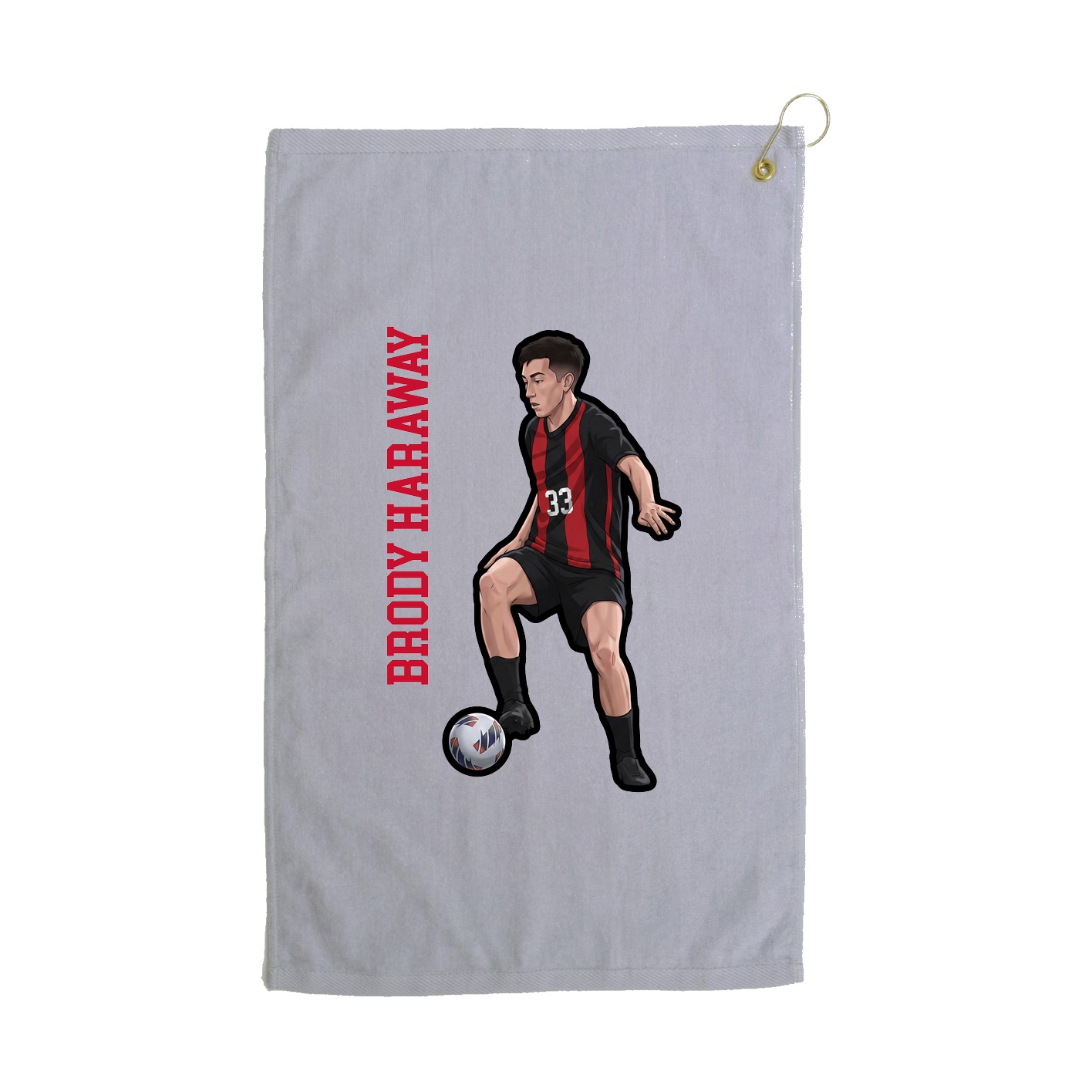 Golf Towel — Name Vertical in Grey