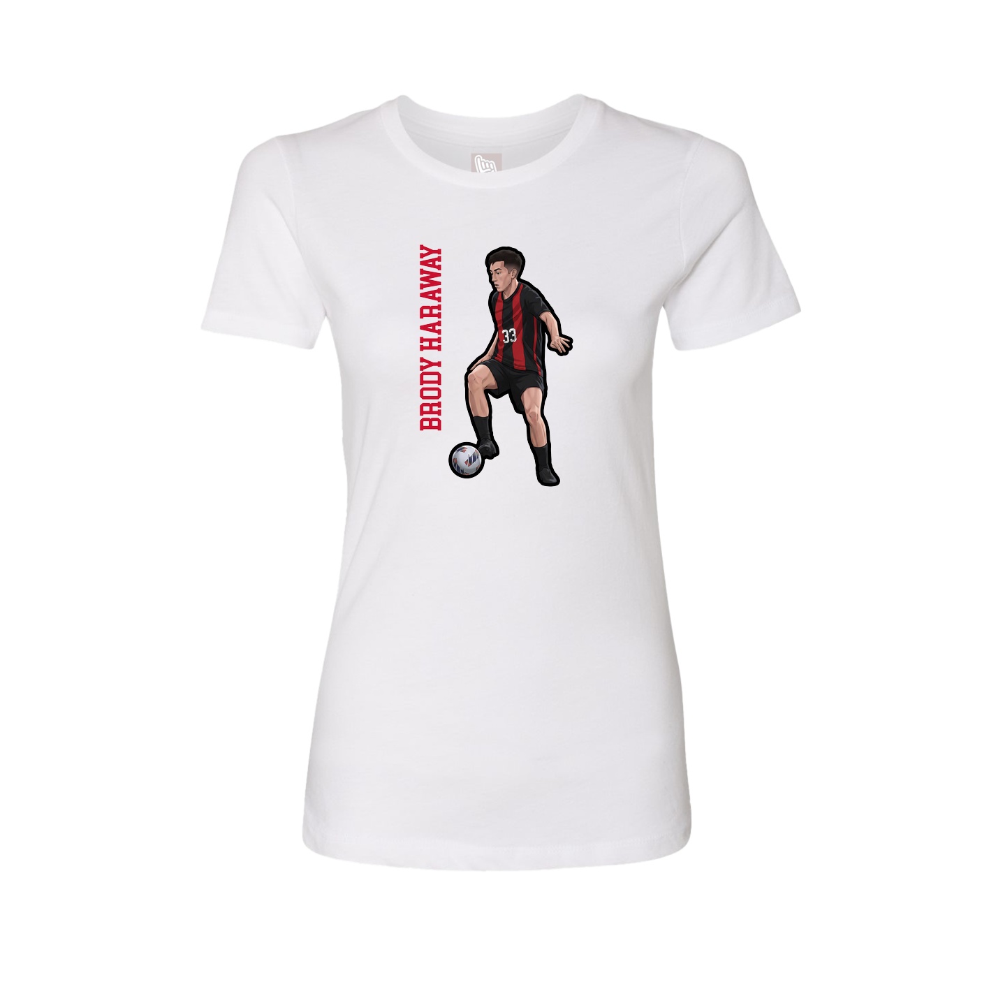 Fitted Women's Tee — Name Vertical in White