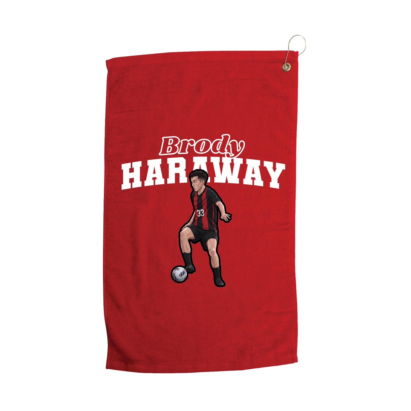 Golf Towel — Name Arch in Red