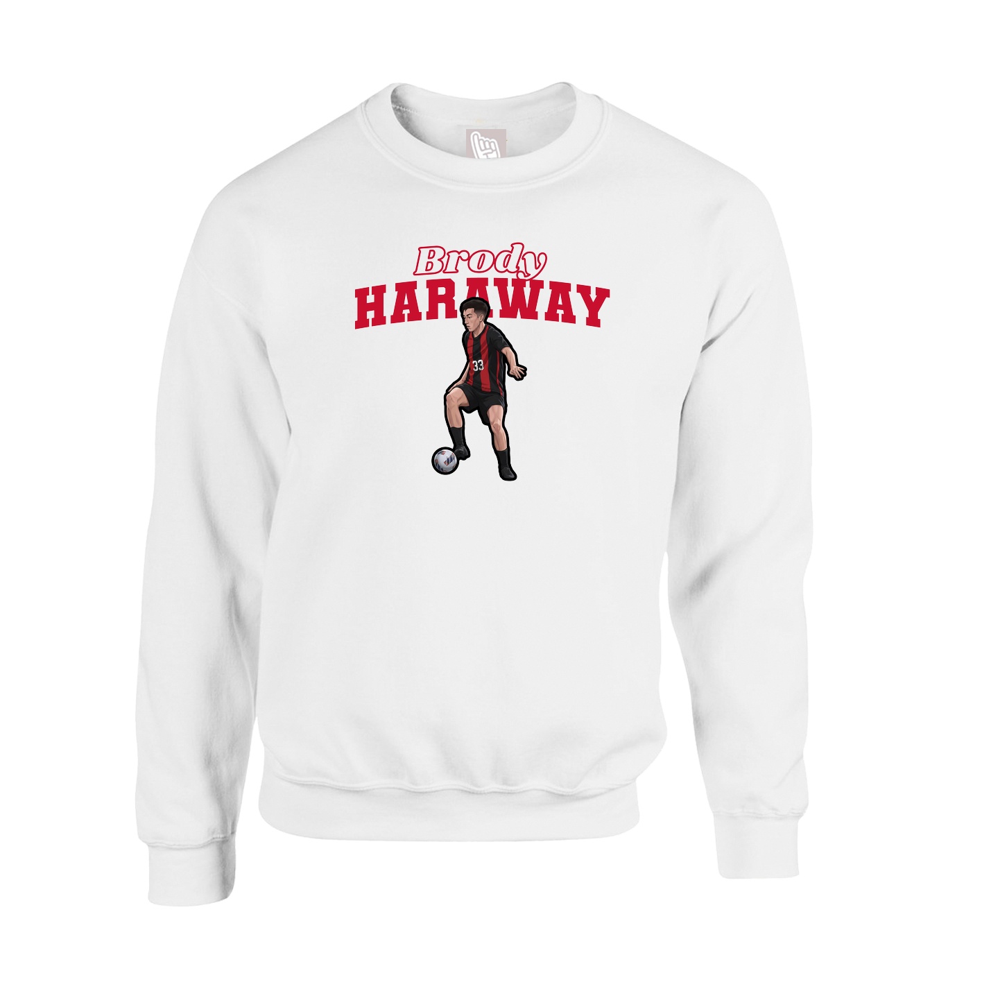 Fleece Crew — Name Arch in White