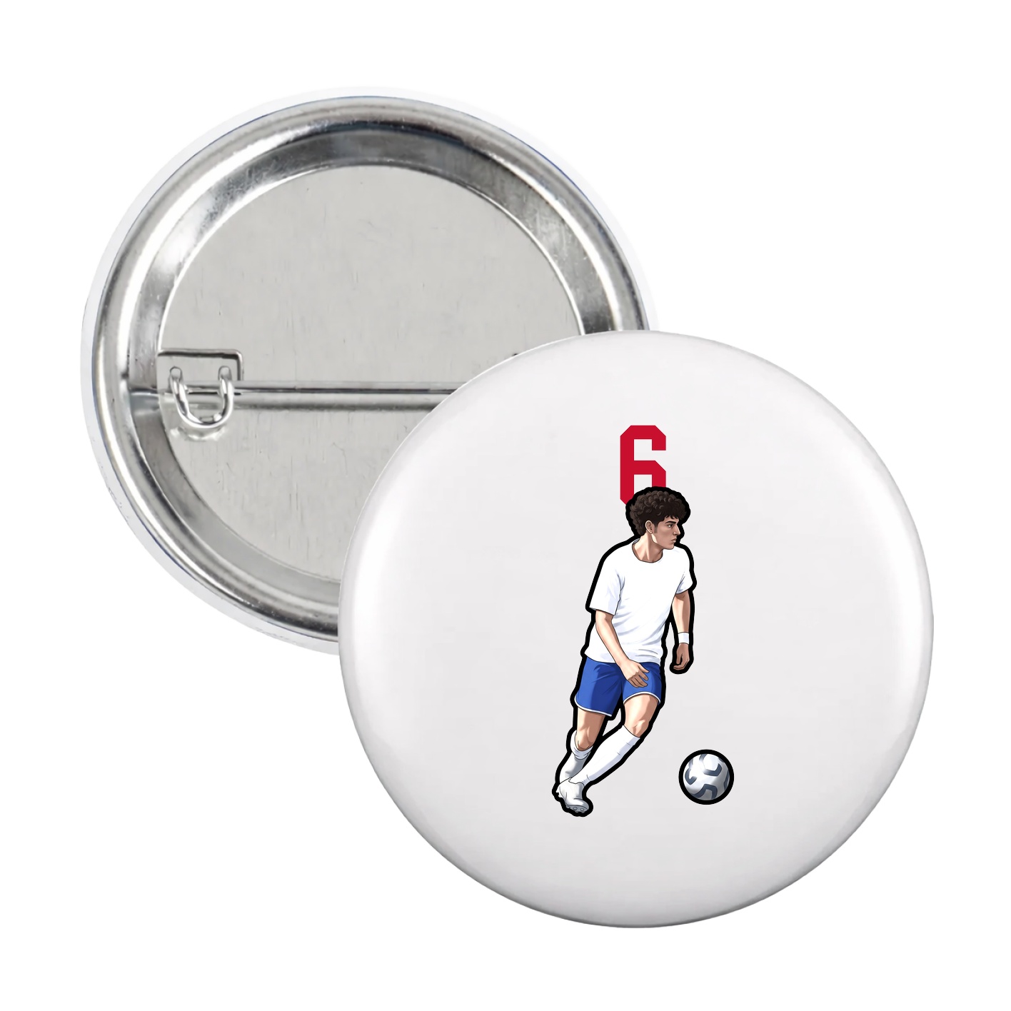 Game Day Button — Number Top in White