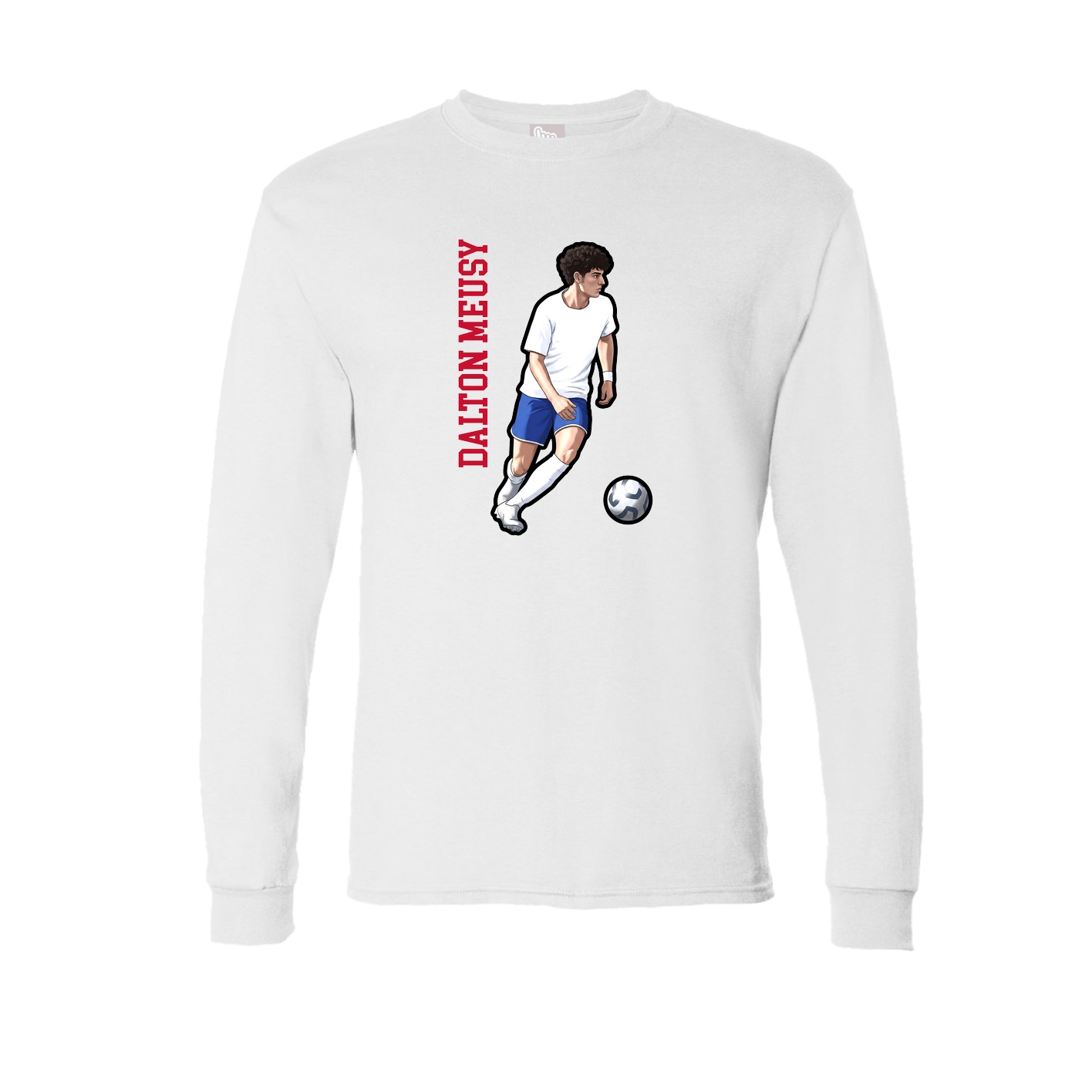 Long Sleeve Tee — Name Vertical in White