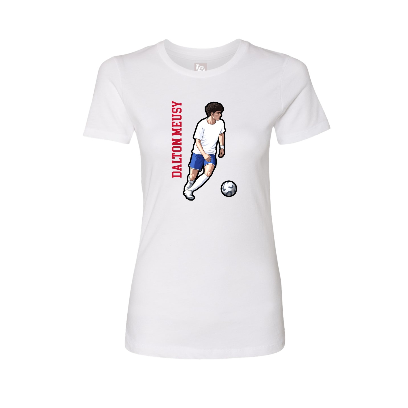 Fitted Women's Tee — Name Vertical in White
