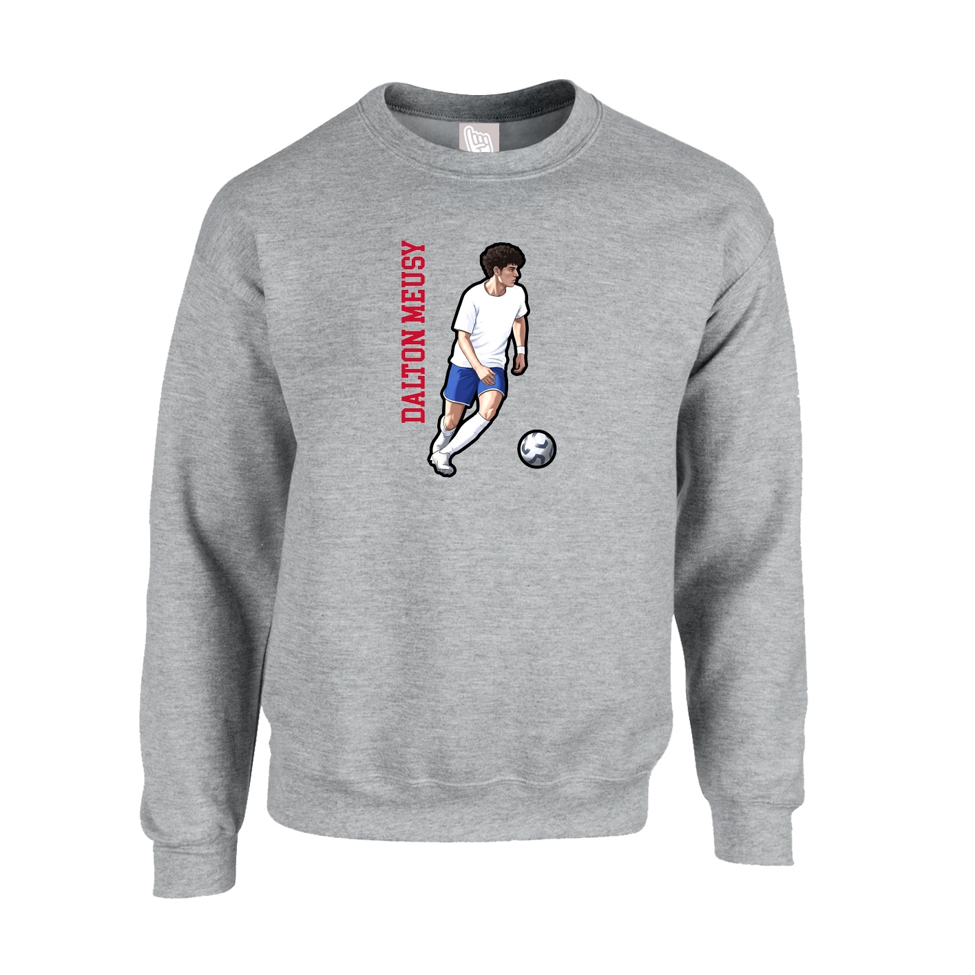 Fleece Crew — Name Vertical in Grey