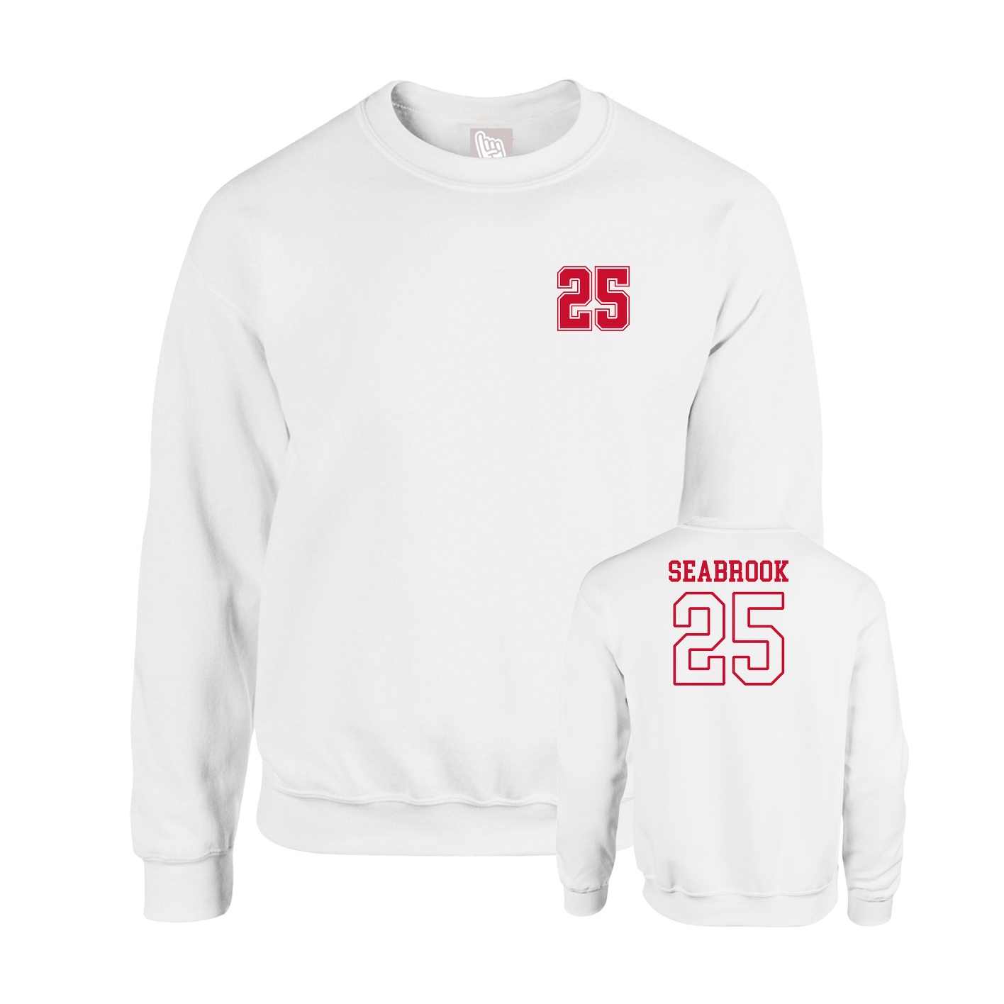 Fleece Crew — Chest Back in White