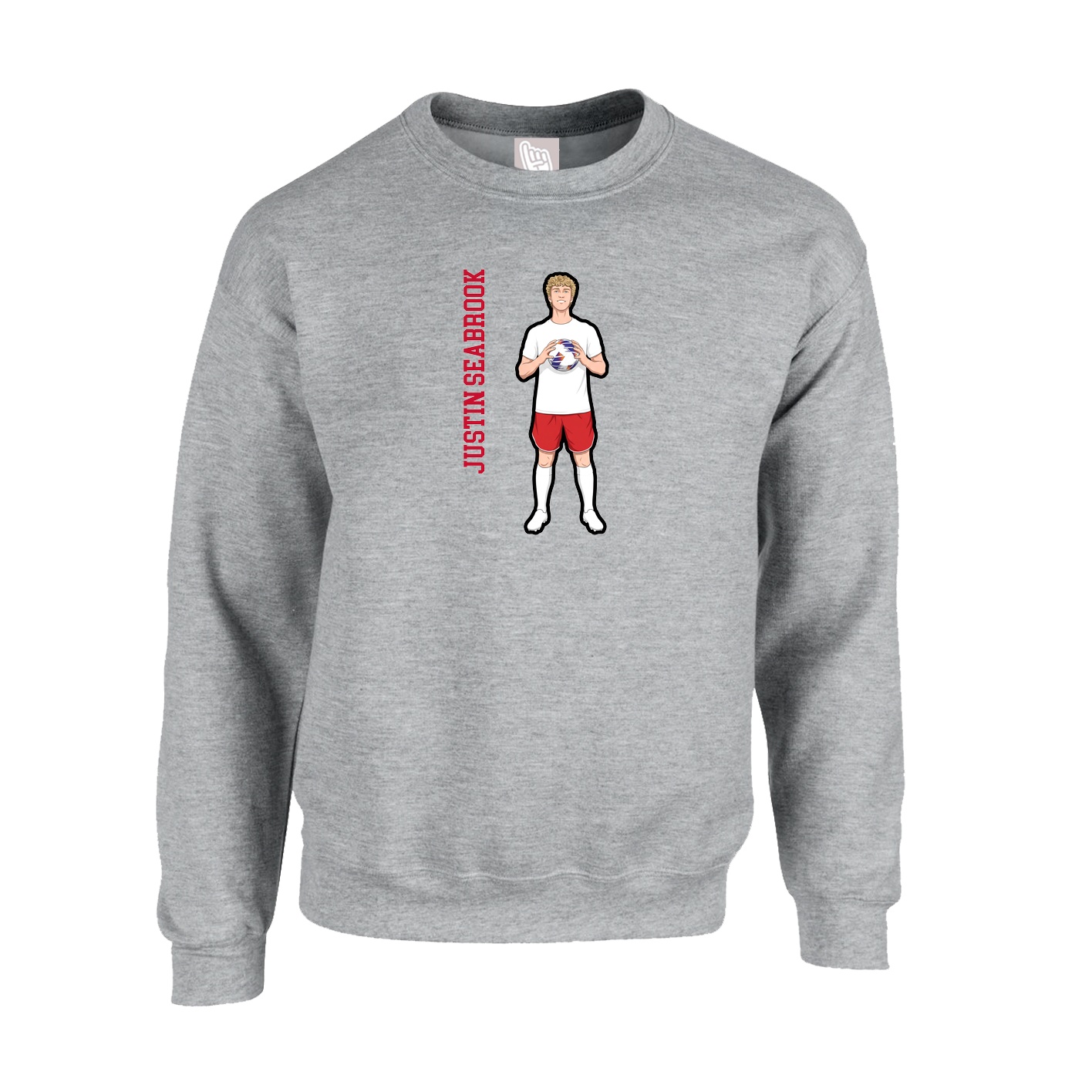Fleece Crew — Name Vertical in Grey