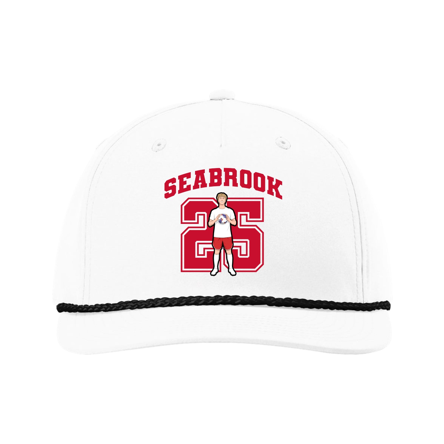 Five-Panel Classic Rope Cap — Number in White