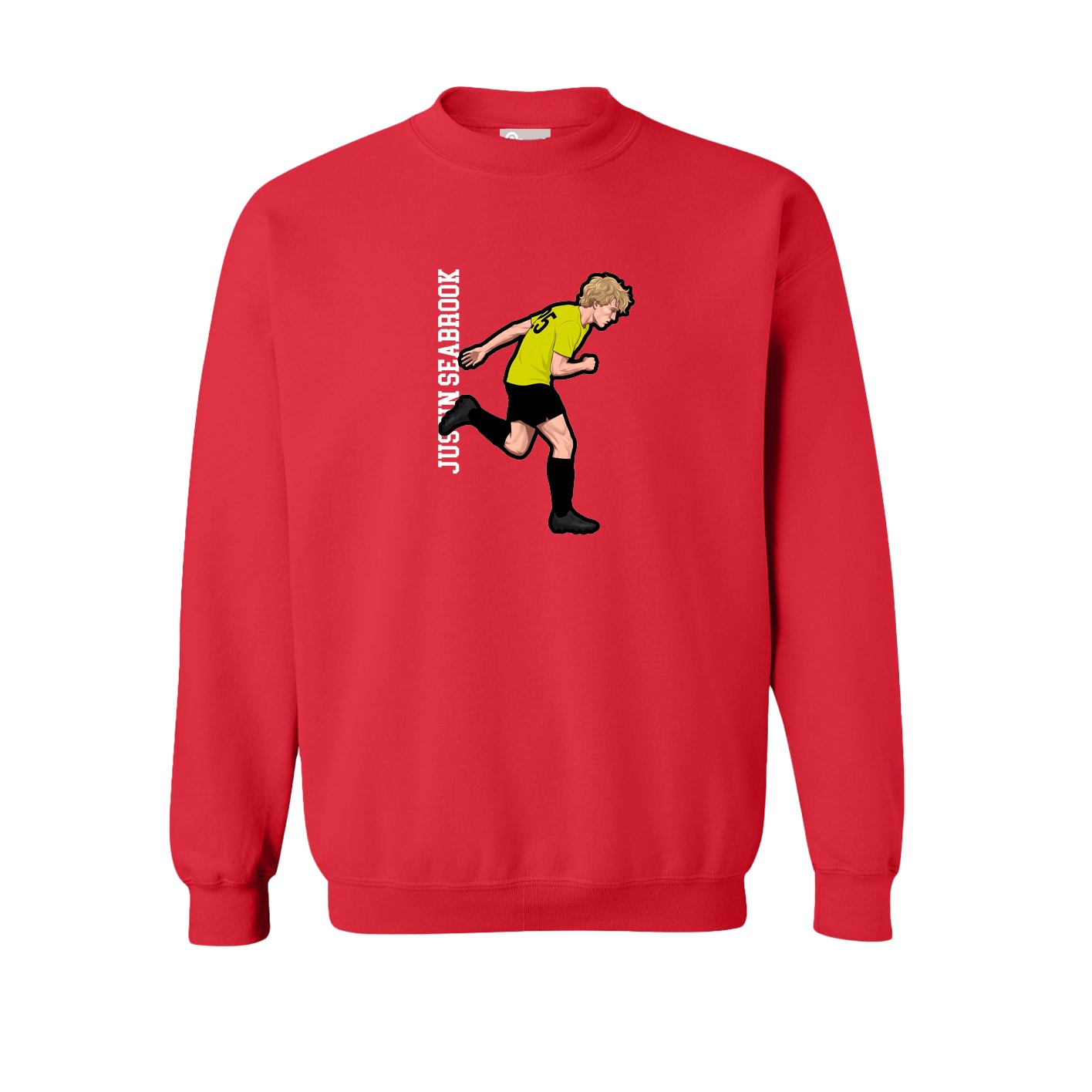 Fleece Crew — Name Vertical in Red
