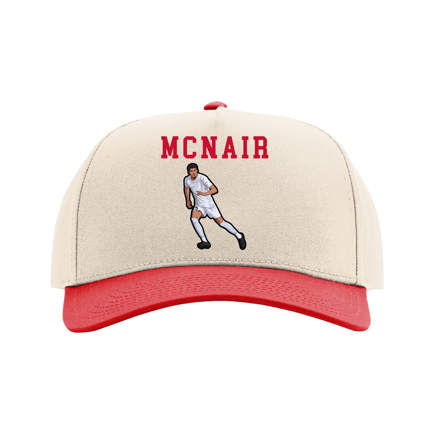Full Fabric Five-Panel Champ Cap — Shirsey in Cream/Red