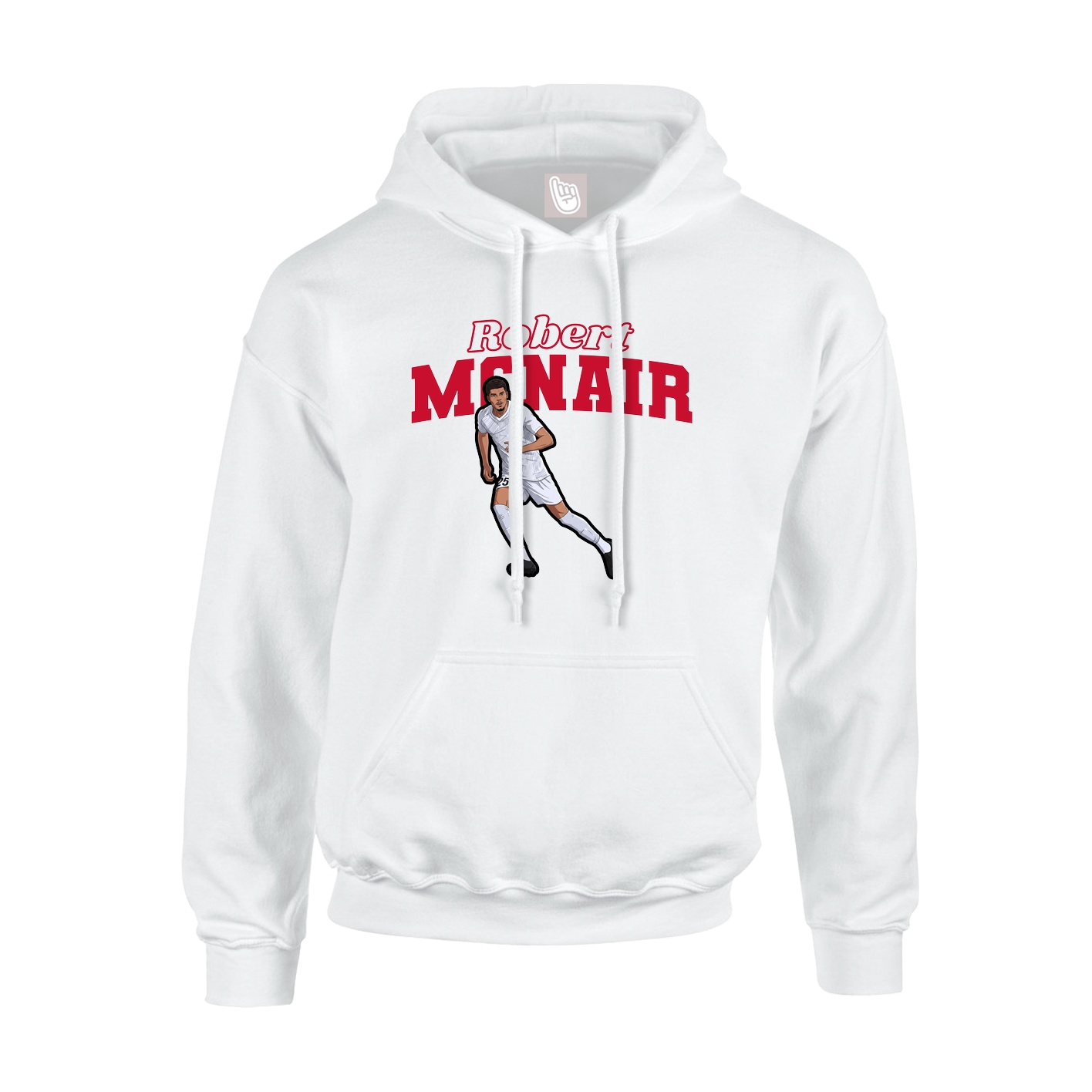 Youth Hoodie — Name Arch in White