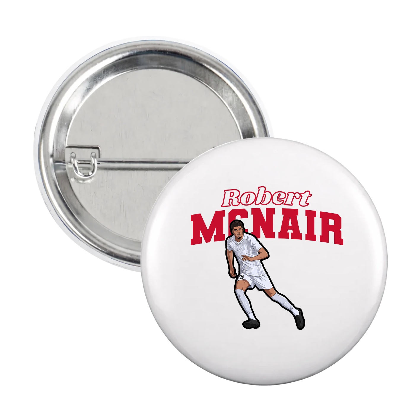 Game Day Button — Name Arch in White