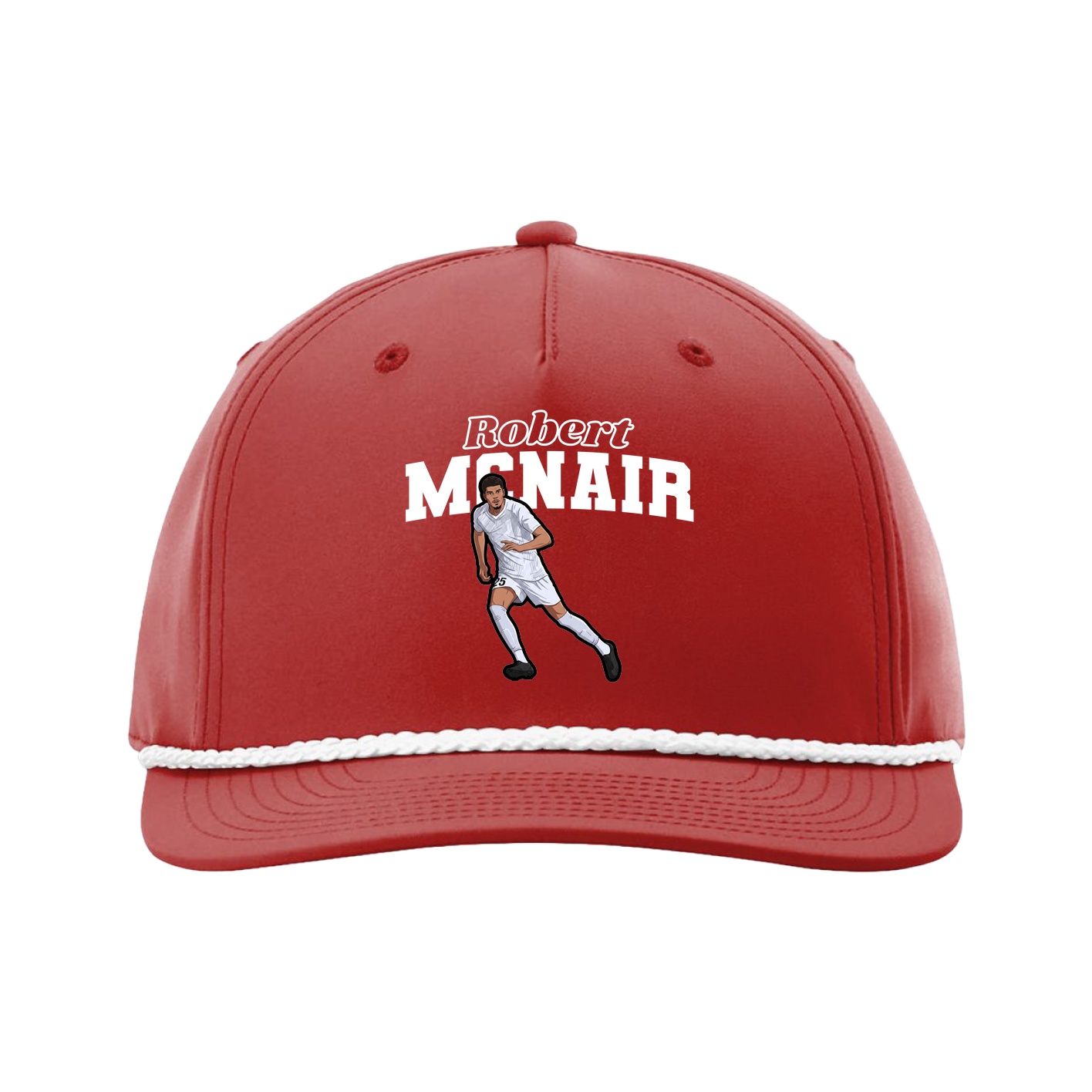 Five-Panel Classic Rope Cap — Name Arch in Red