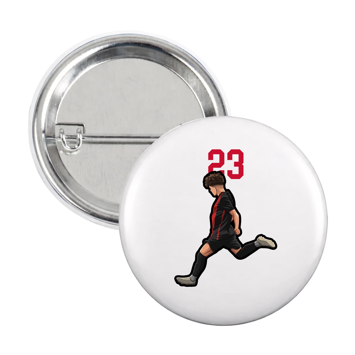 Game Day Button — Number Top in White