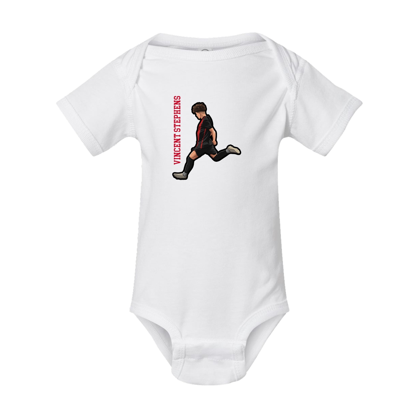 Baby Onesie — Name Vertical in White