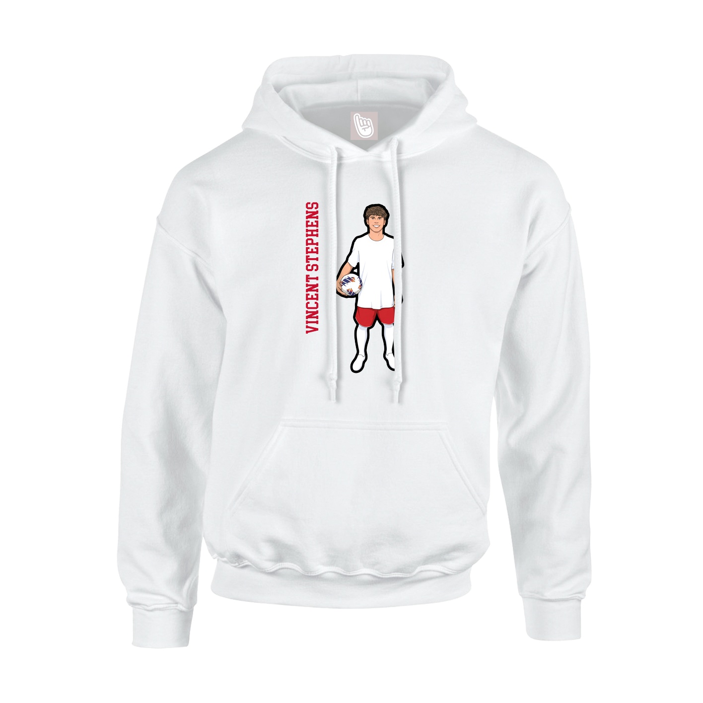 Youth Hoodie — Name Vertical in White