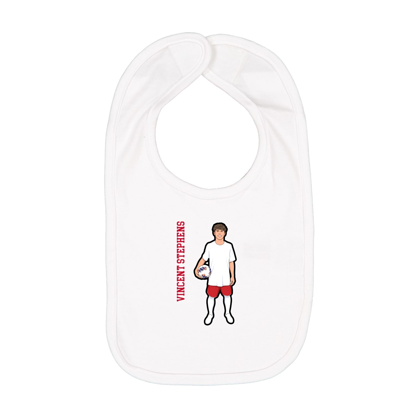Infant Bib — Name Vertical in White