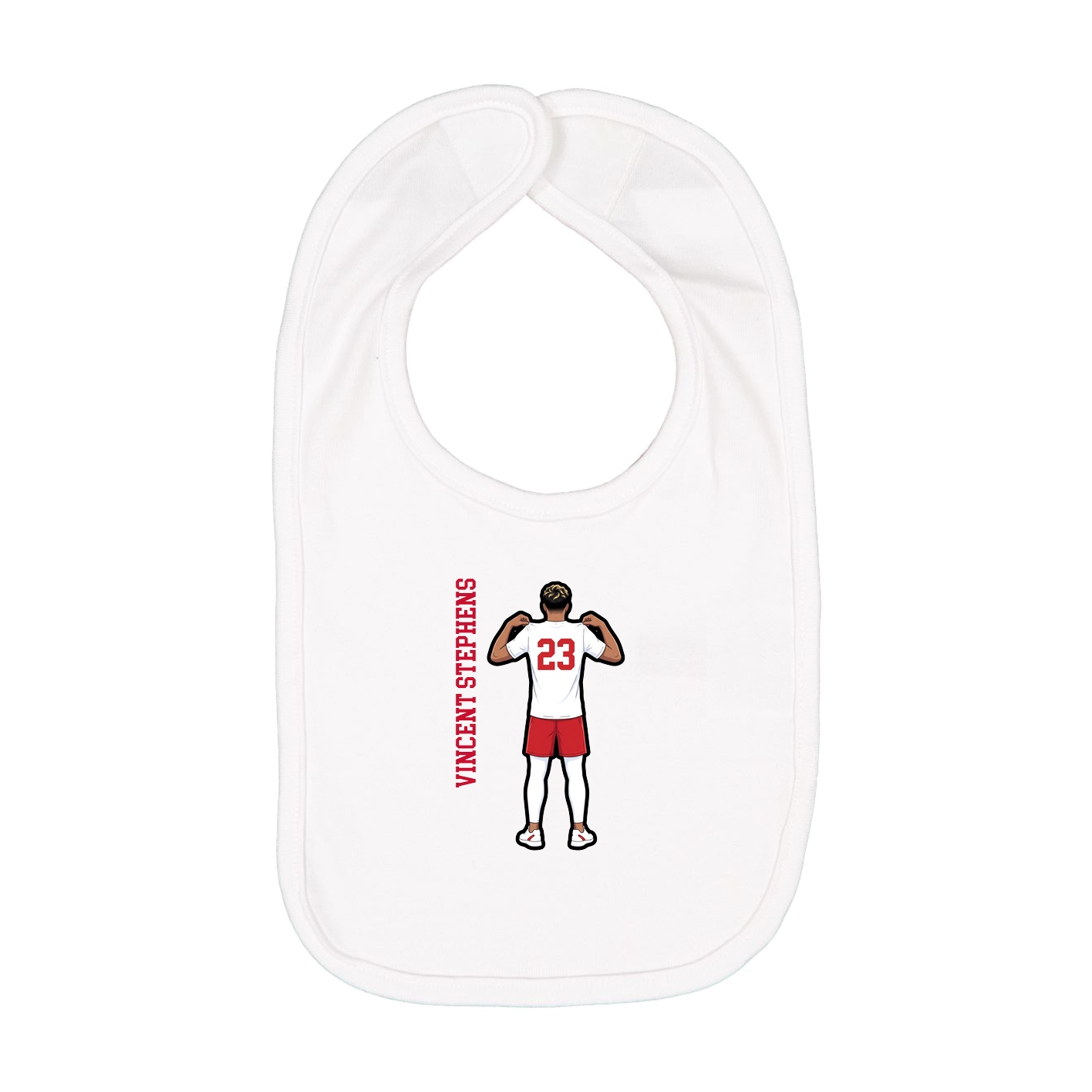 Infant Bib — Name Vertical in White