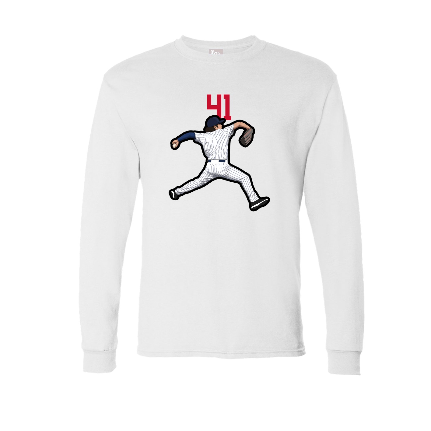 Long Sleeve Tee — Number Top in White