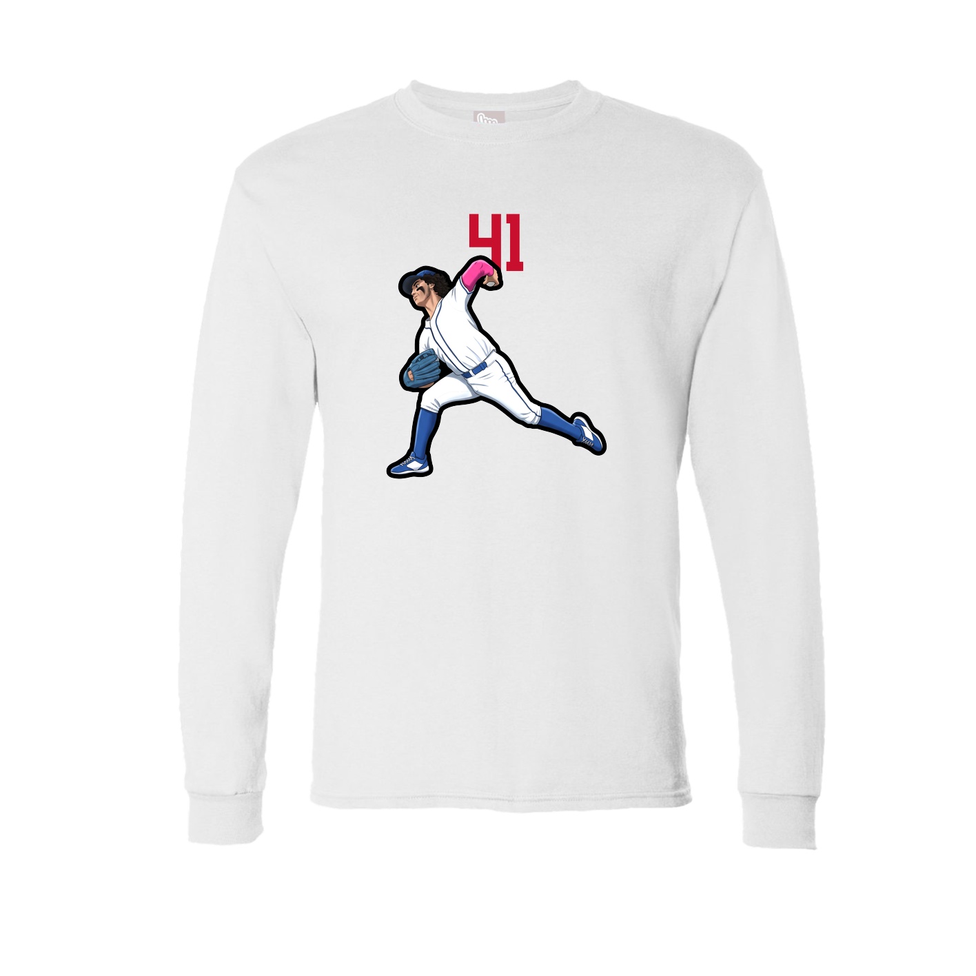 Long Sleeve Tee — Number Top in White