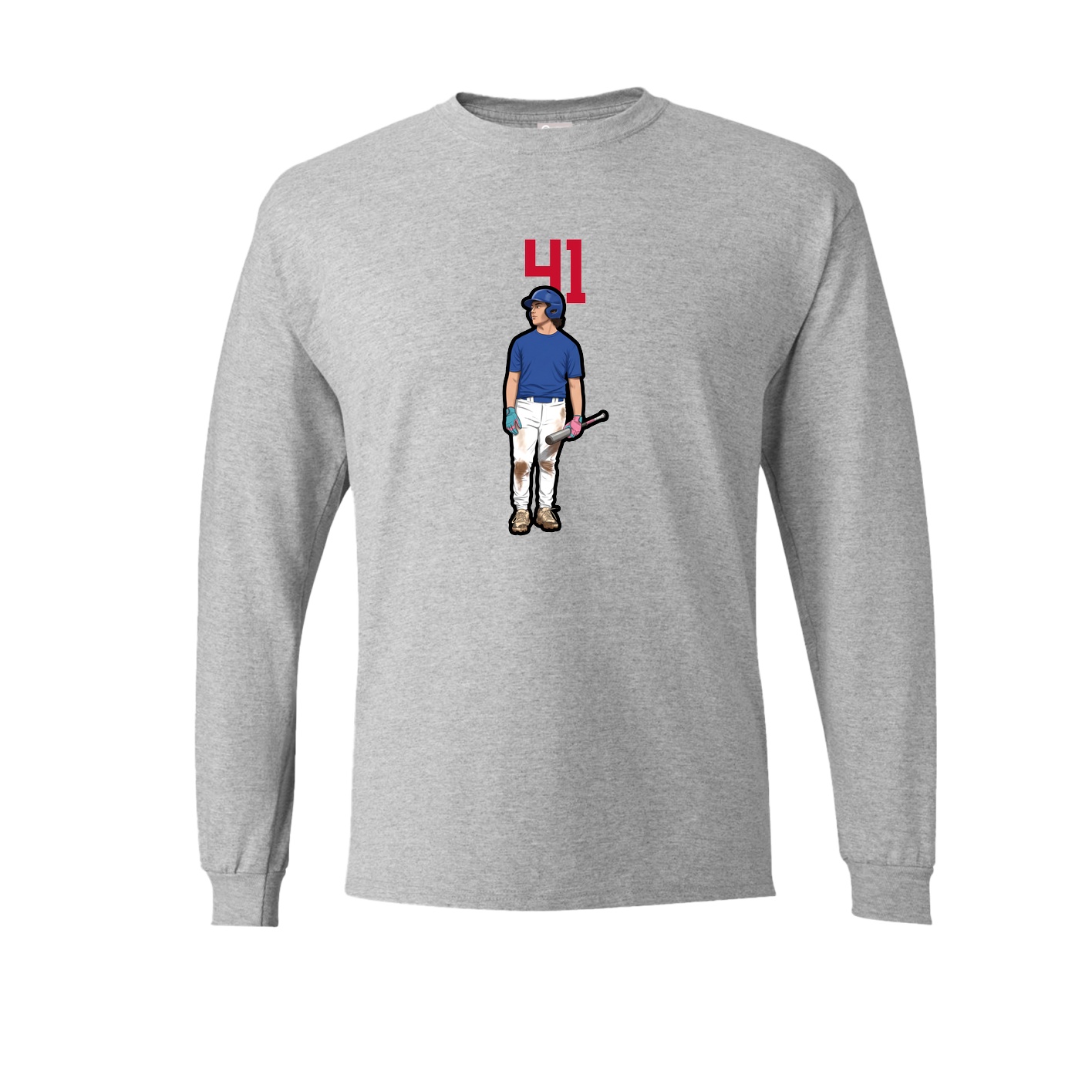 Long Sleeve Tee — Number Top in Grey