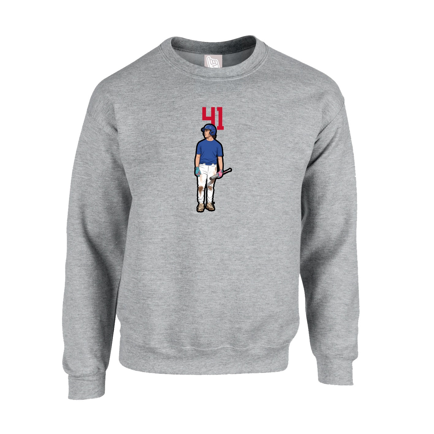 Fleece Crew — Number Top in Grey