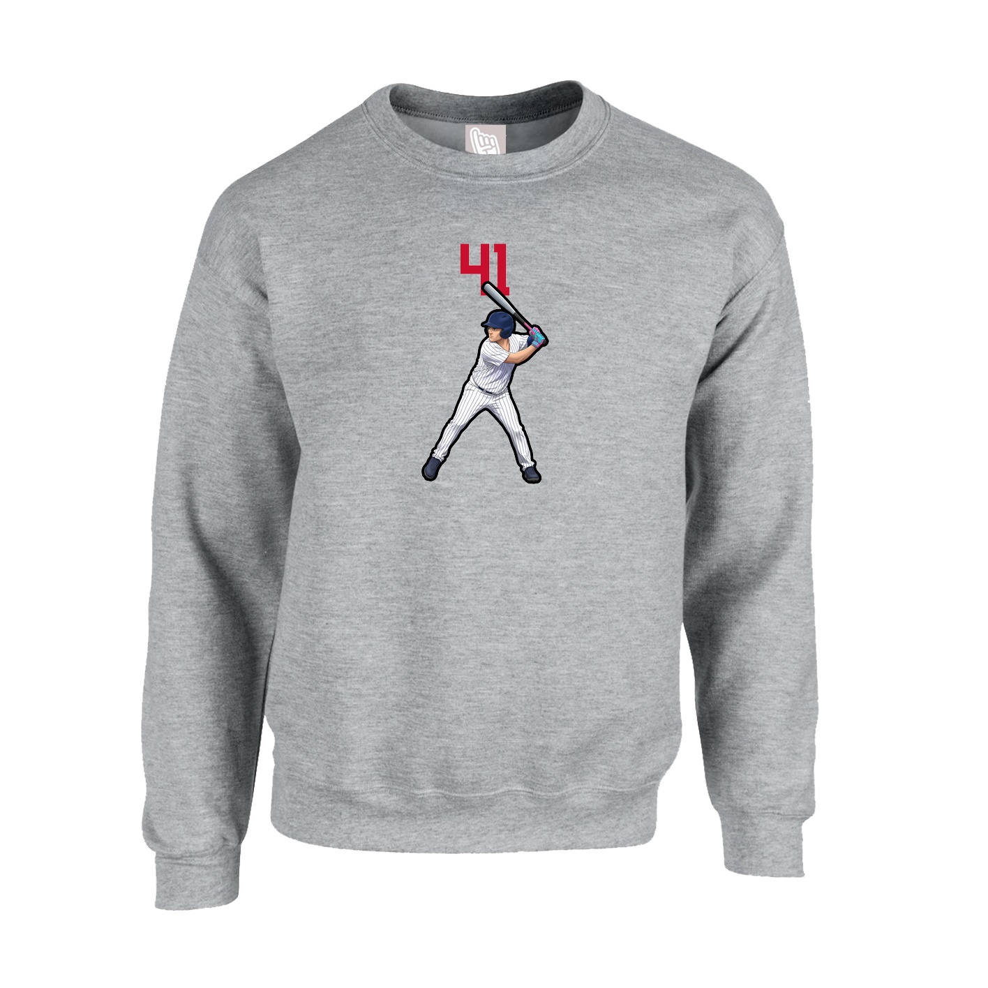 Fleece Crew — Number Top in Grey