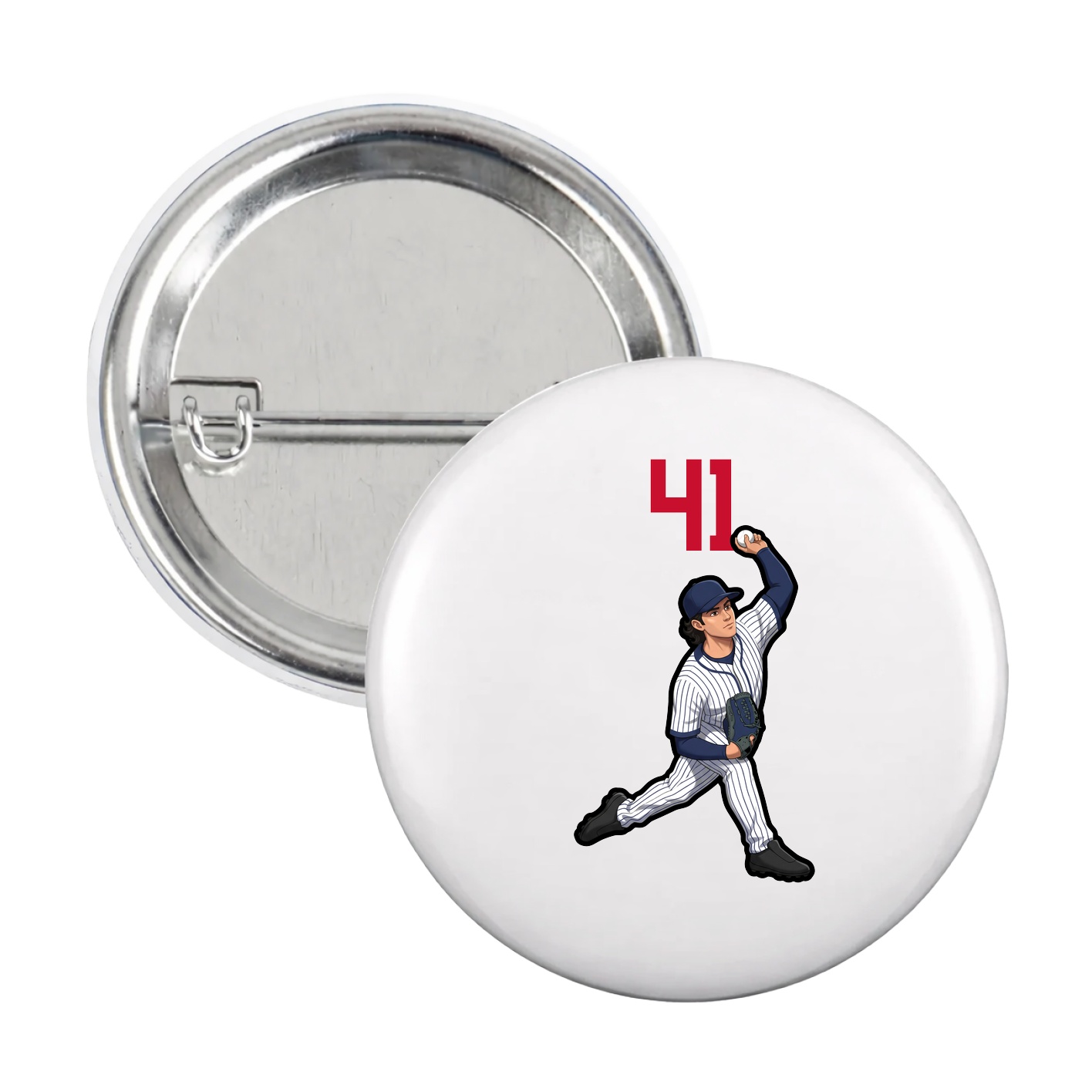 Game Day Button — Number Top in White
