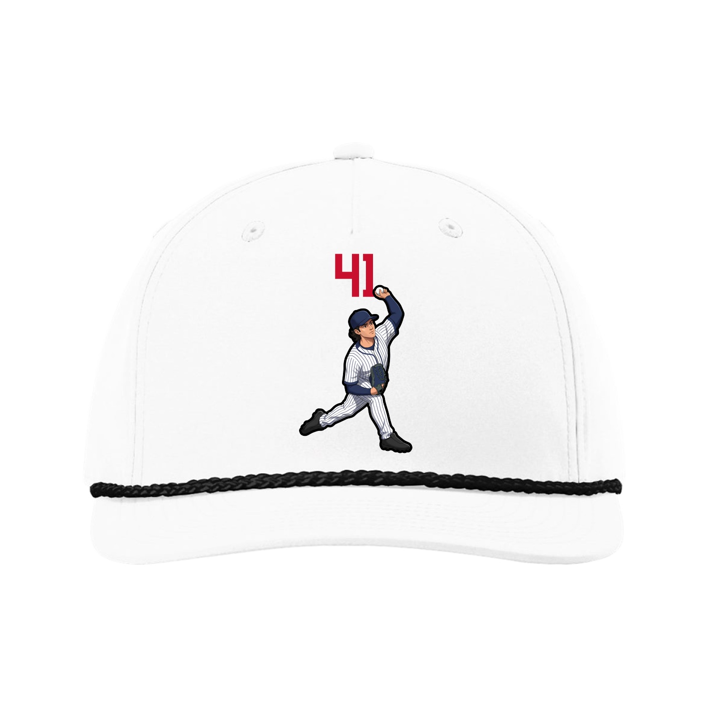 Five-Panel Classic Rope Cap — Number Top in White