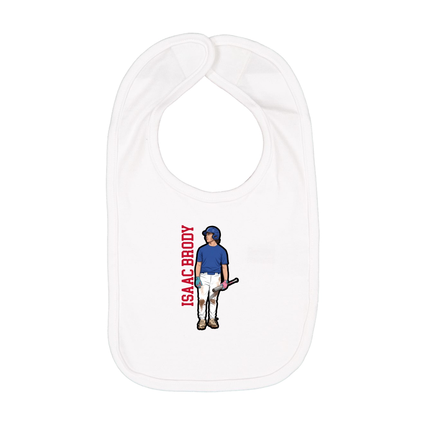 Infant Bib — Name Vertical in White