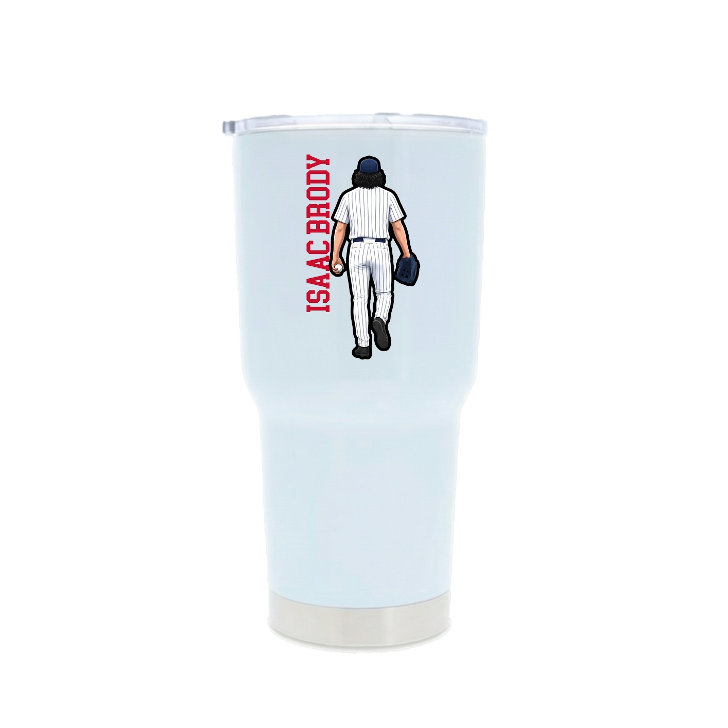 30oz Stainless Steel Tumbler — Name Vertical in White