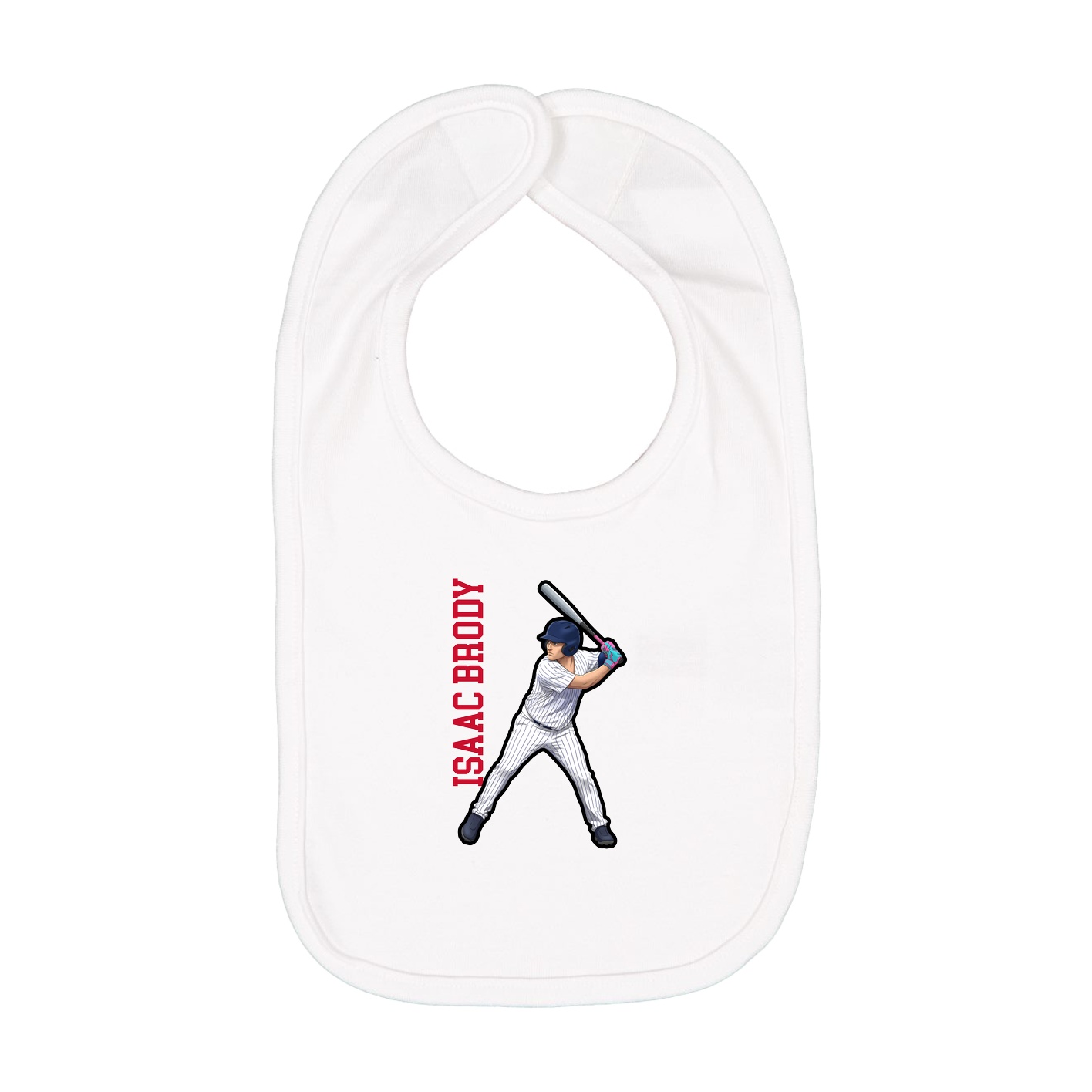 Infant Bib — Name Vertical in White