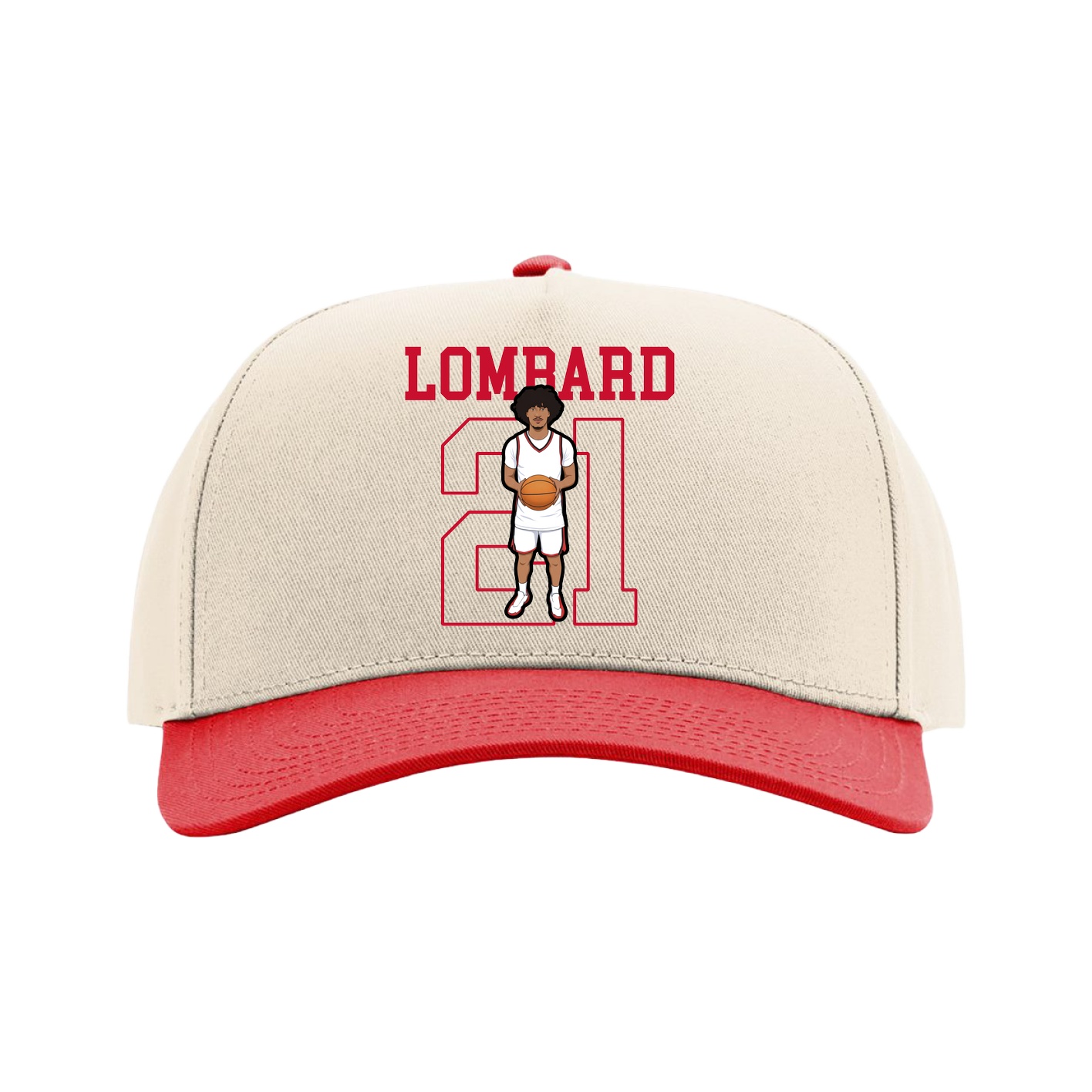 Full Fabric Five-Panel Champ Cap — Shirsey in Cream/Red