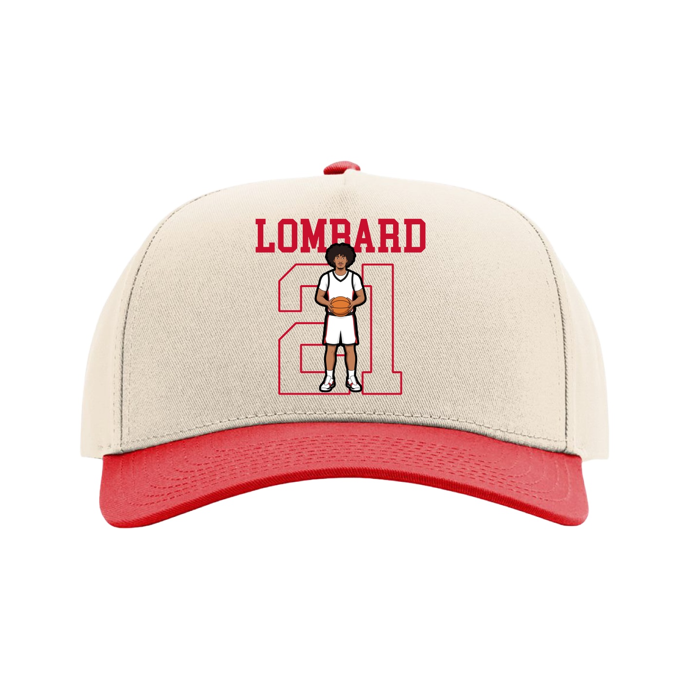Full Fabric Five-Panel Champ Cap — Shirsey in Cream/Red